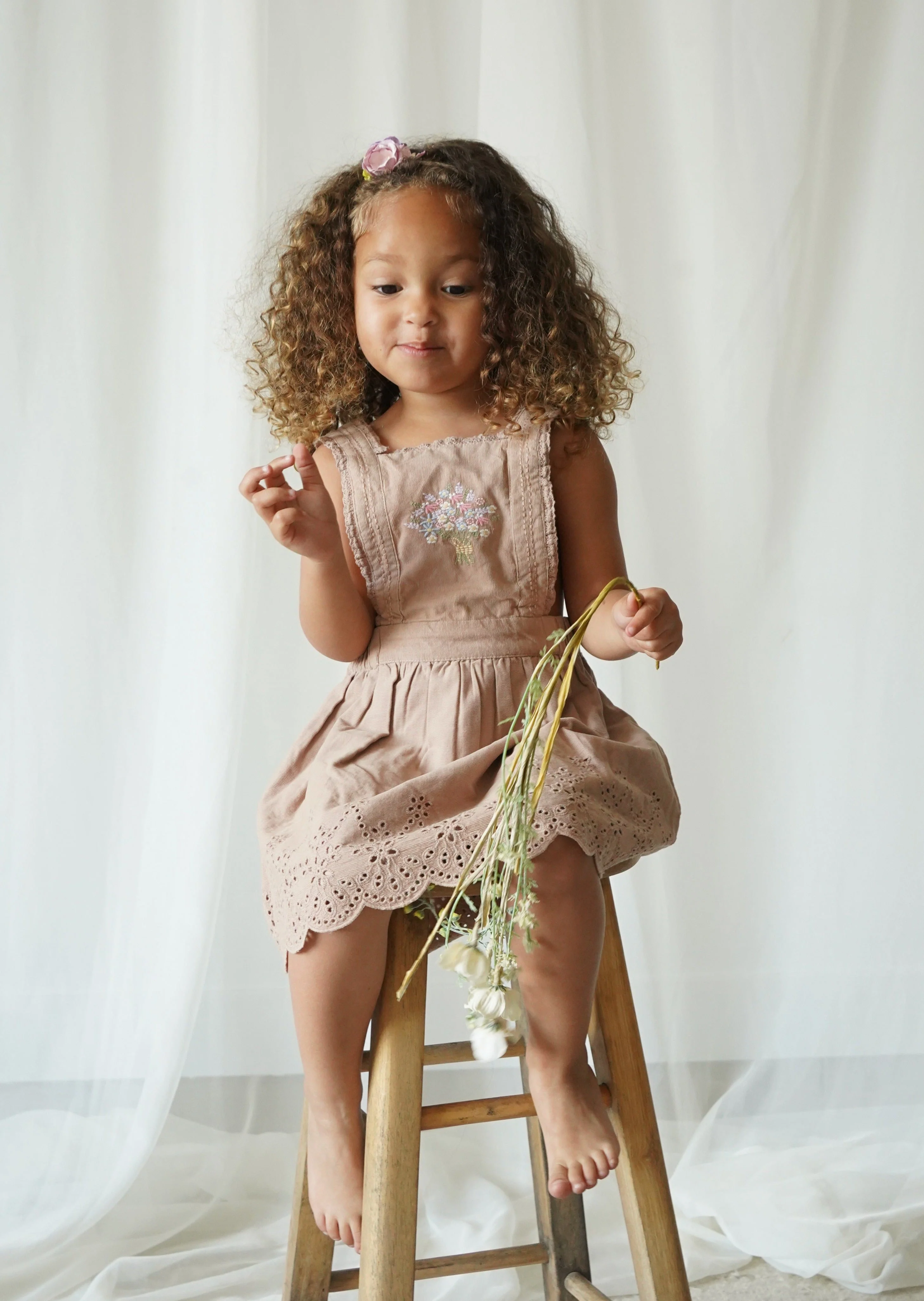 La Petit Lapin Elea | Corduroy Cotton Anglaise Dress | Wistful Mauve - Image 8
