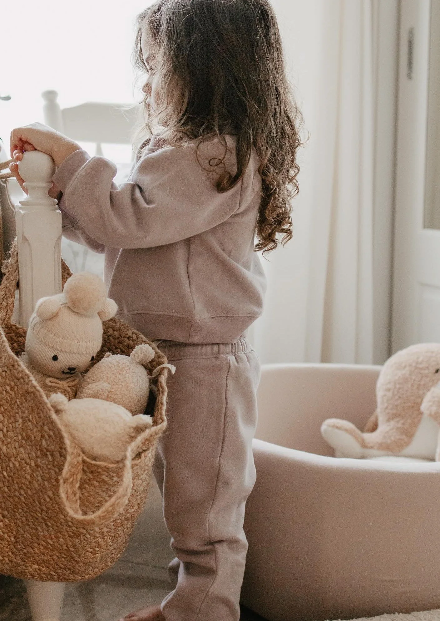 La Petit Lapin Finley | Cotton Fleece Sweatsuit Set | Petit Lapin | Bark - Image 4