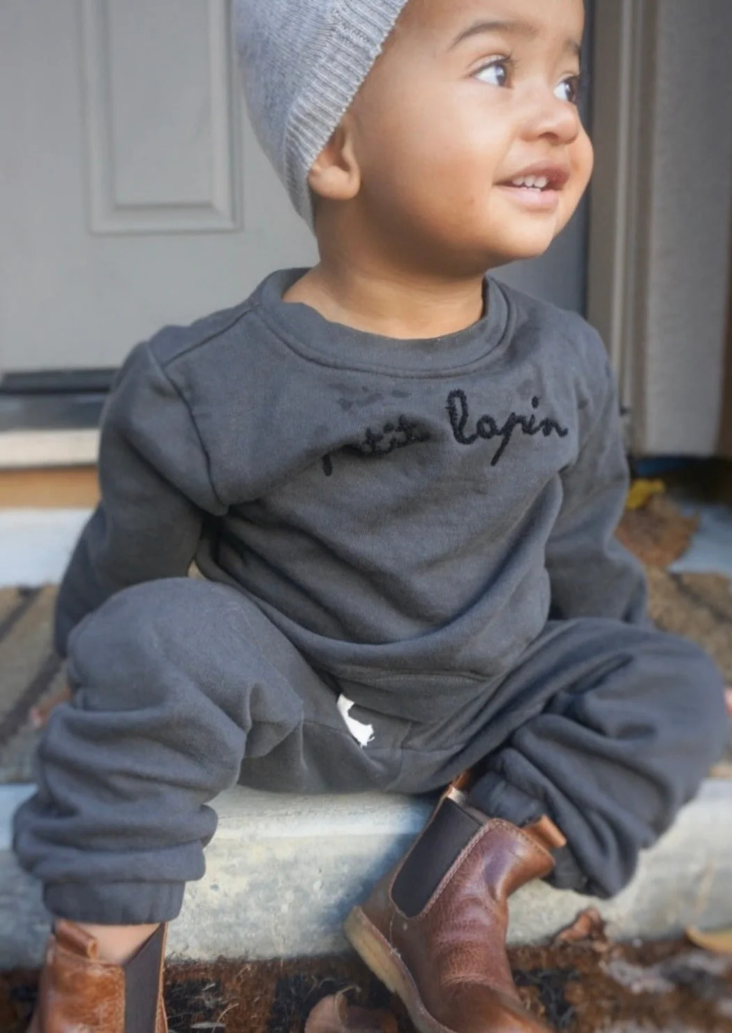 La Petit Lapin Finley | Cotton Fleece Sweatsuit Set | Petit Lapin | Midnight - Image 3