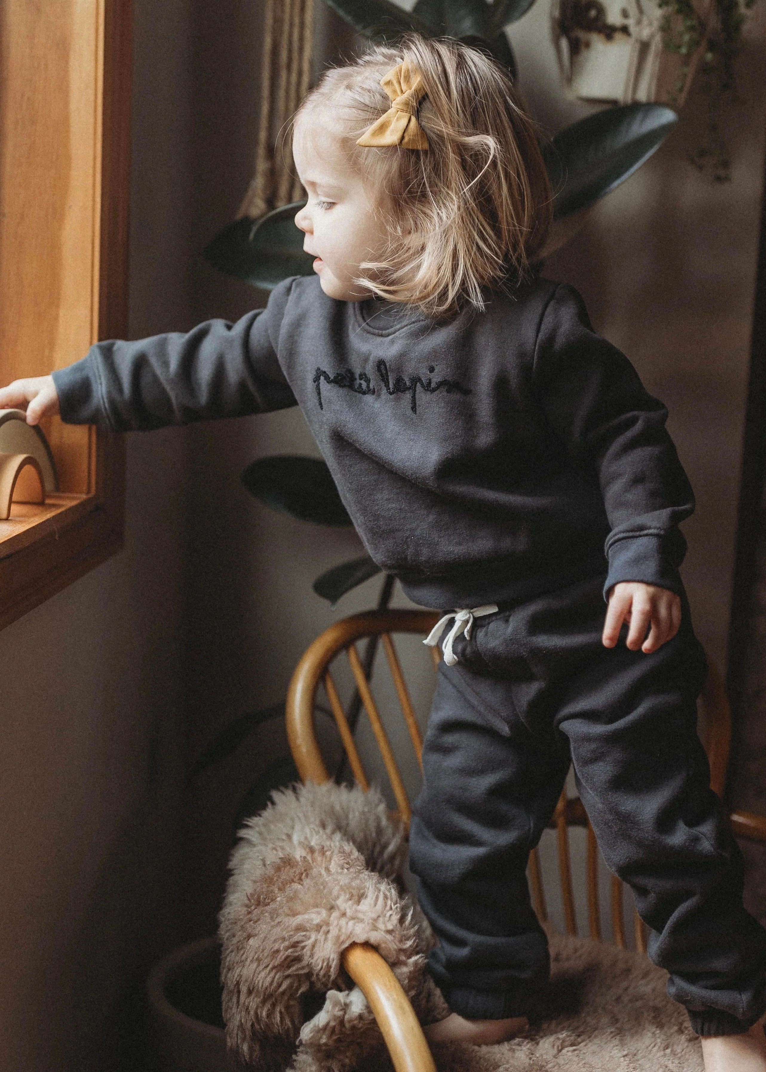La Petit Lapin Finley | Cotton Fleece Sweatsuit Set | Petit Lapin | Midnight - Image 4