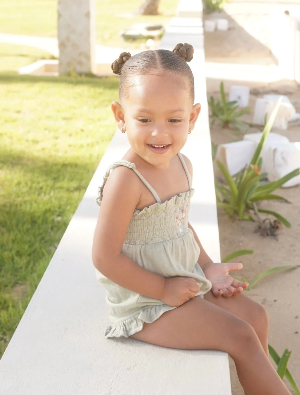 La Petit Lapin Gabrielle | Organic Muslin Cotton Bouquet Onesie | Sage - Image 4