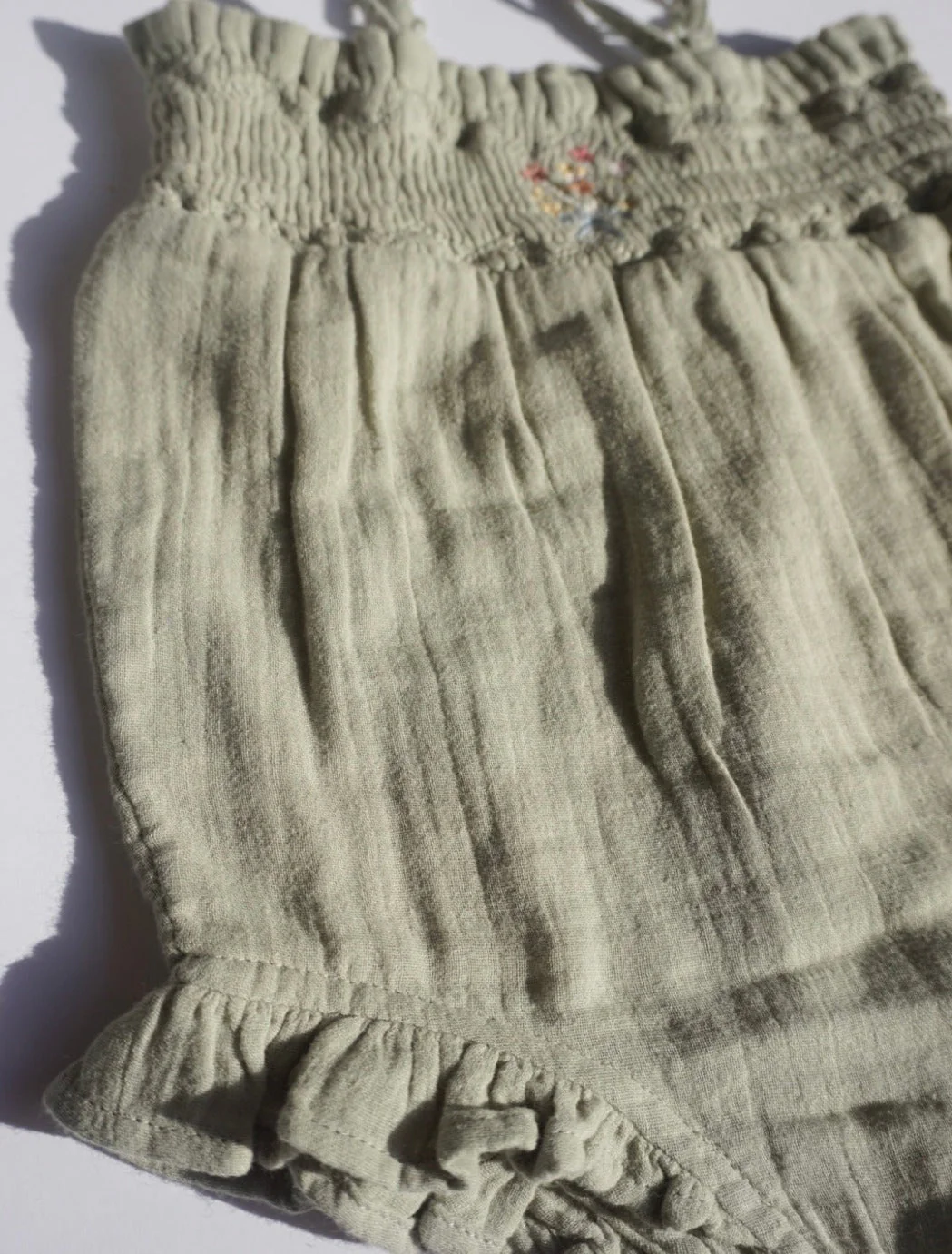 La Petit Lapin Gabrielle | Organic Muslin Cotton Bouquet Onesie | Sage - Image 5