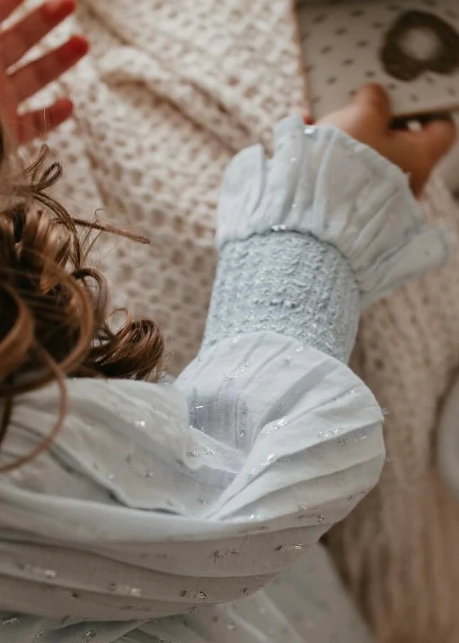 La Petit Lapin Harlow | Cotton Sparkle Dress | Baby Blue - Image 4