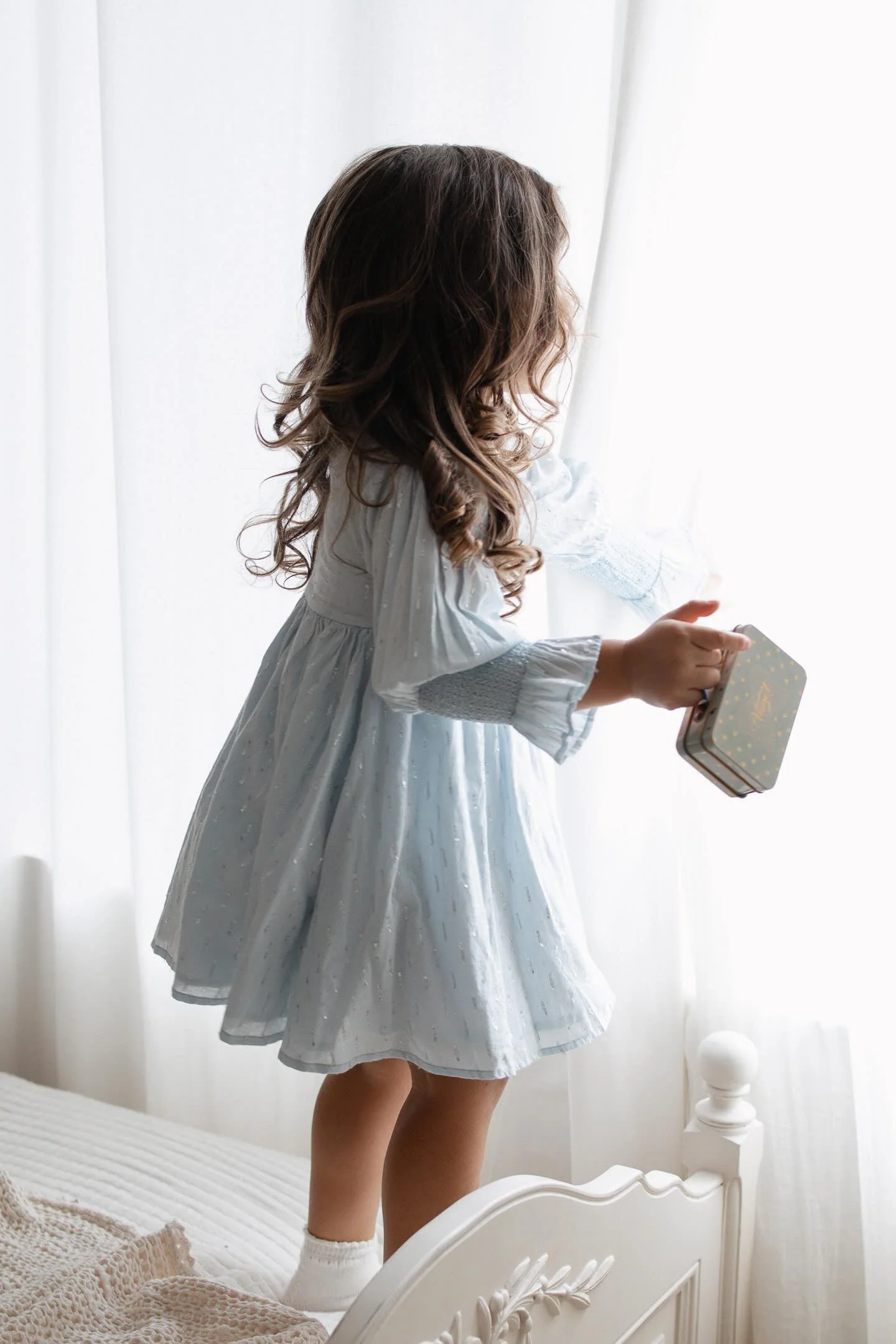 La Petit Lapin Harlow | Cotton Sparkle Dress | Baby Blue - Image 5