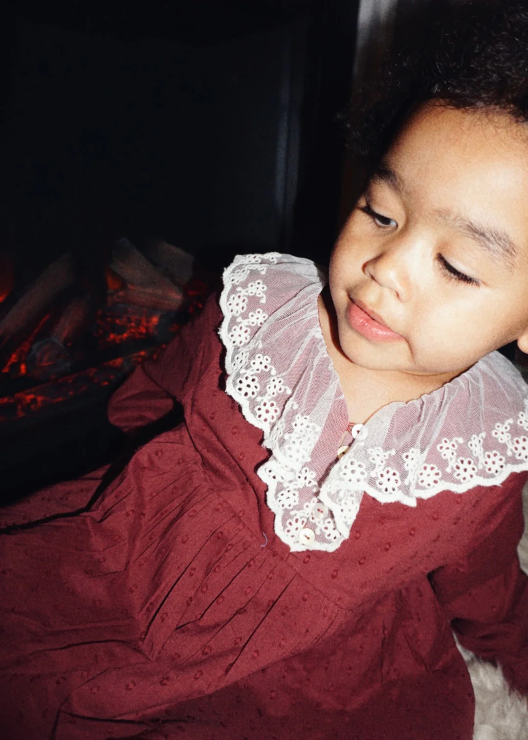La Petit Lapin Harper | Swiss Dot Cotton Lace Dress | Merlot - Image 10