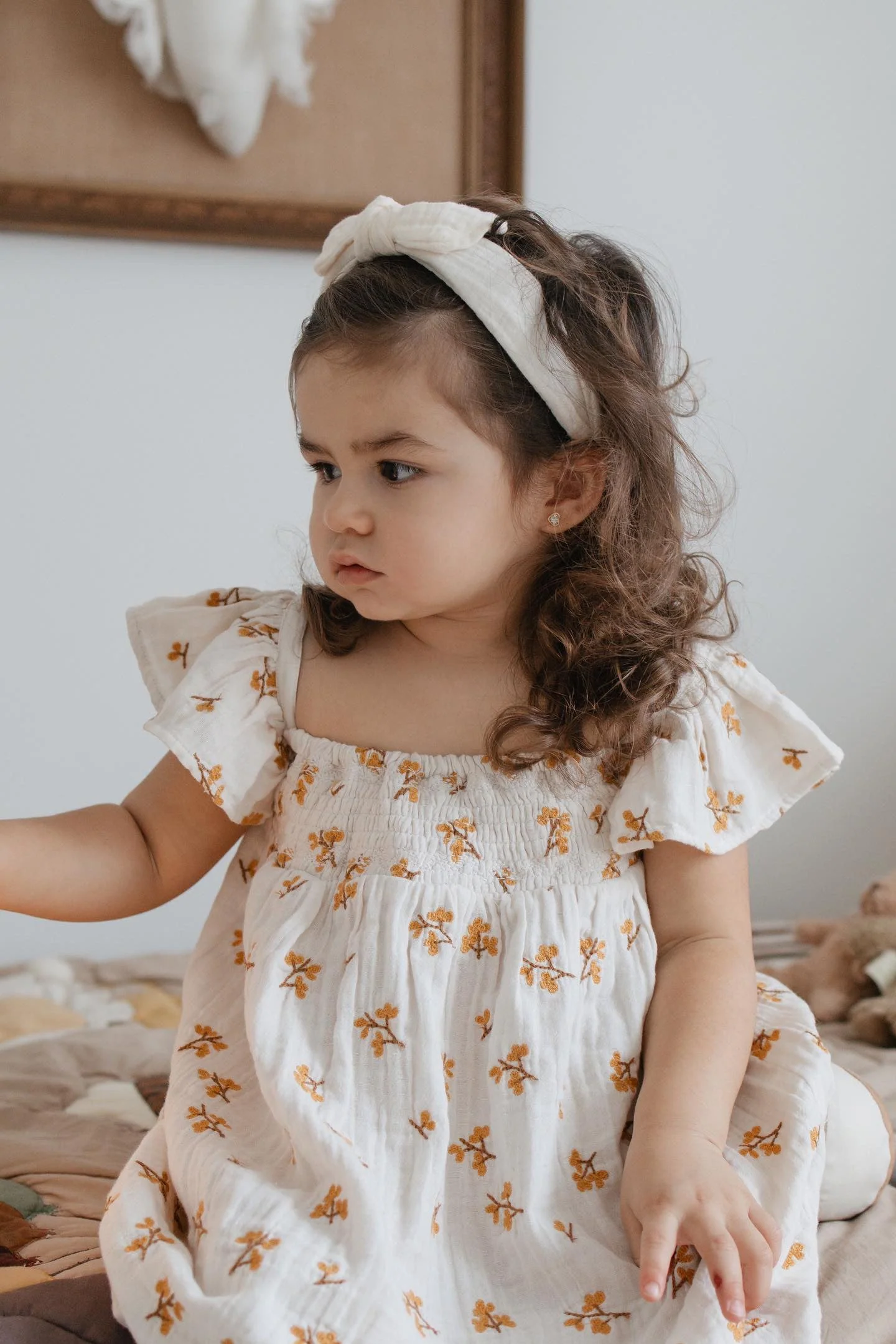 La Petit Lapin Haven | Organic Muslin Flare Dress | Ecru - Image 11
