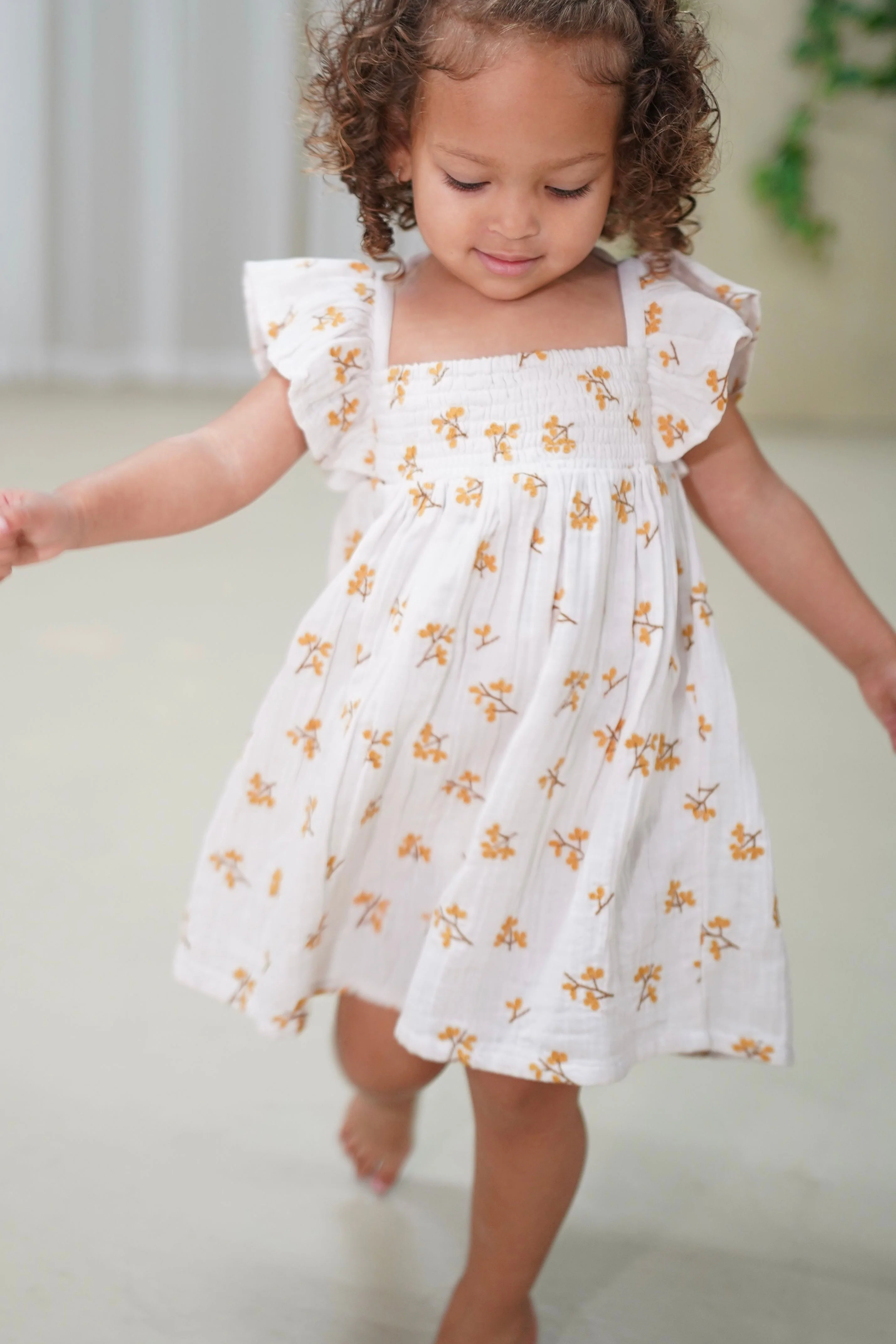 La Petit Lapin Haven | Organic Muslin Flare Dress | Ecru - Image 6