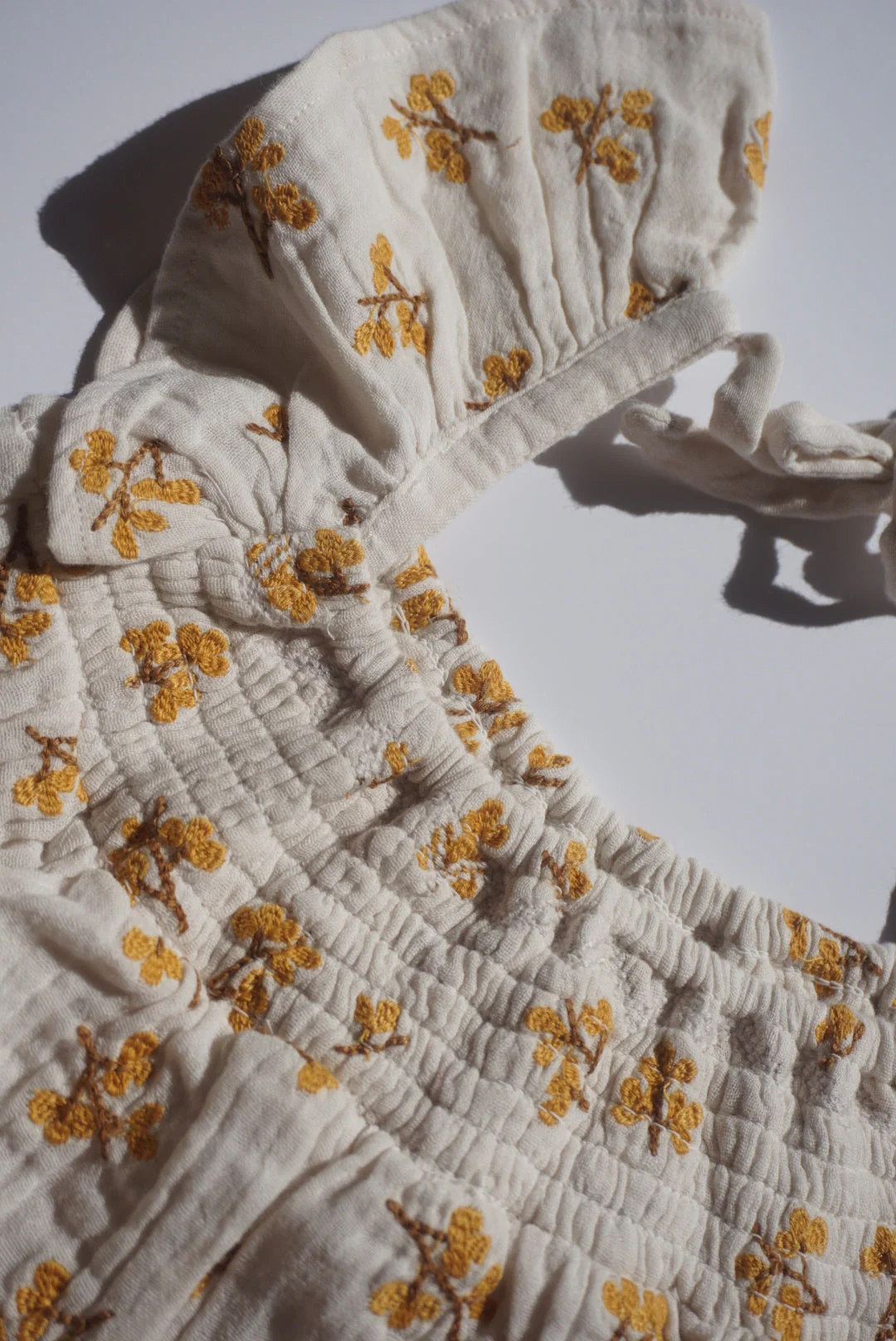 La Petit Lapin Haven | Organic Muslin Flare Dress | Ecru - Image 8