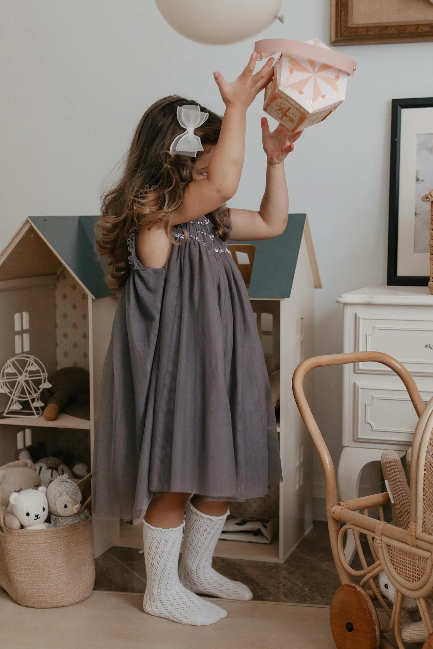 Le Petit Lapin | Cotton Tulle Dress | Sleet Gray - Image 3