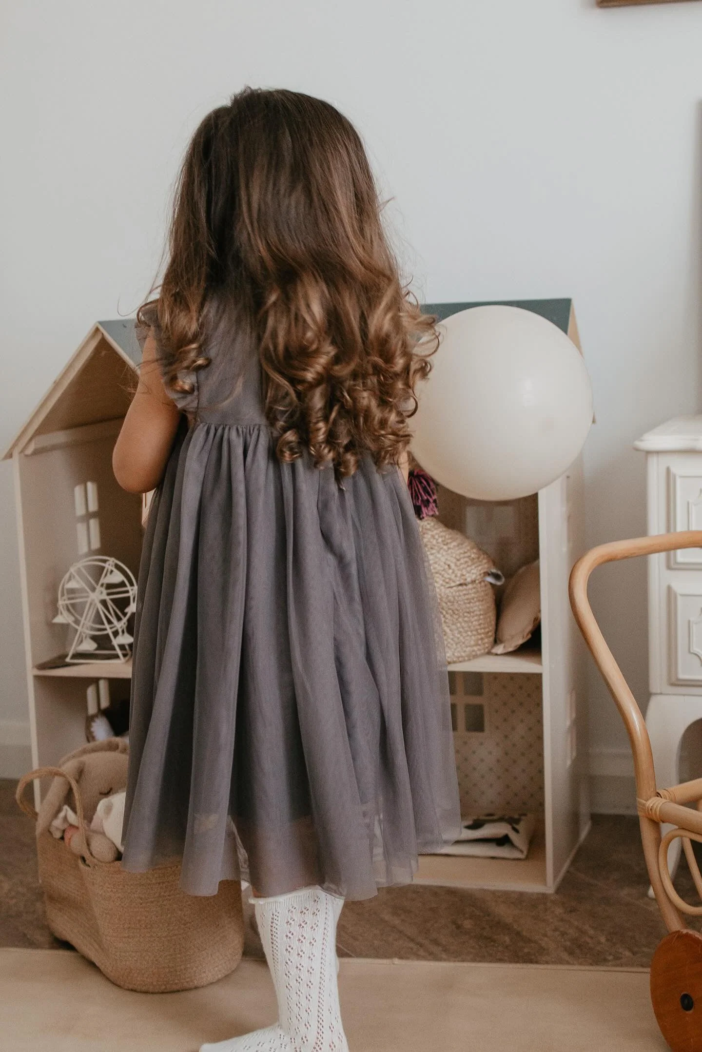 Le Petit Lapin | Cotton Tulle Dress | Sleet Gray - Image 5