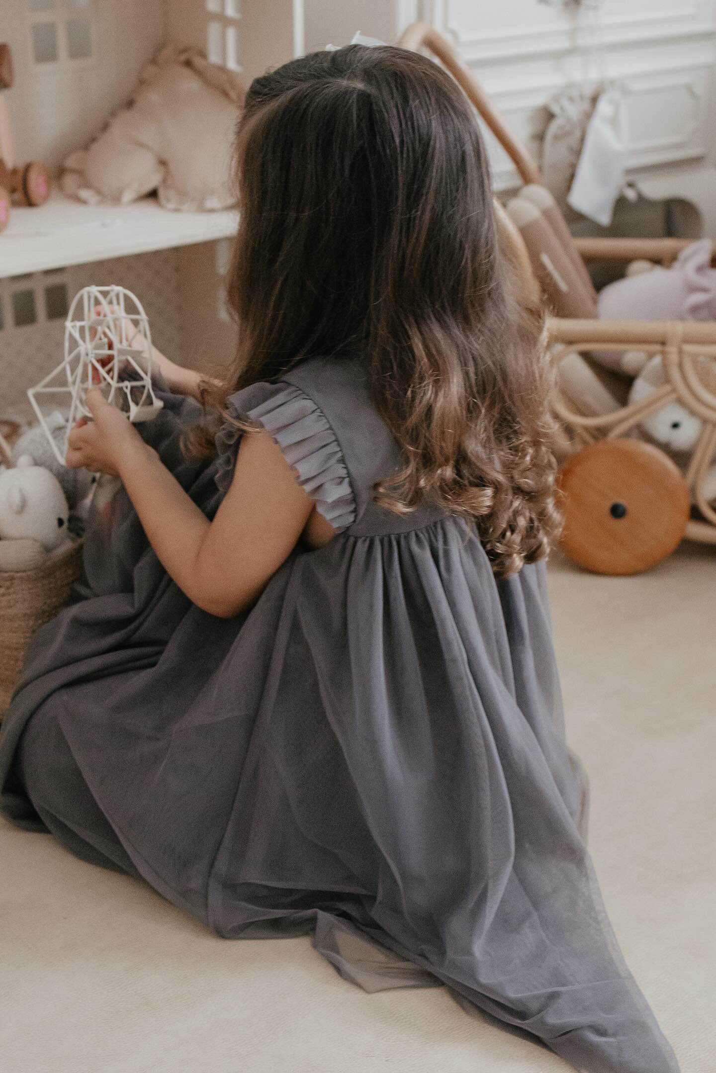 Le Petit Lapin | Cotton Tulle Dress | Sleet Gray - Image 8
