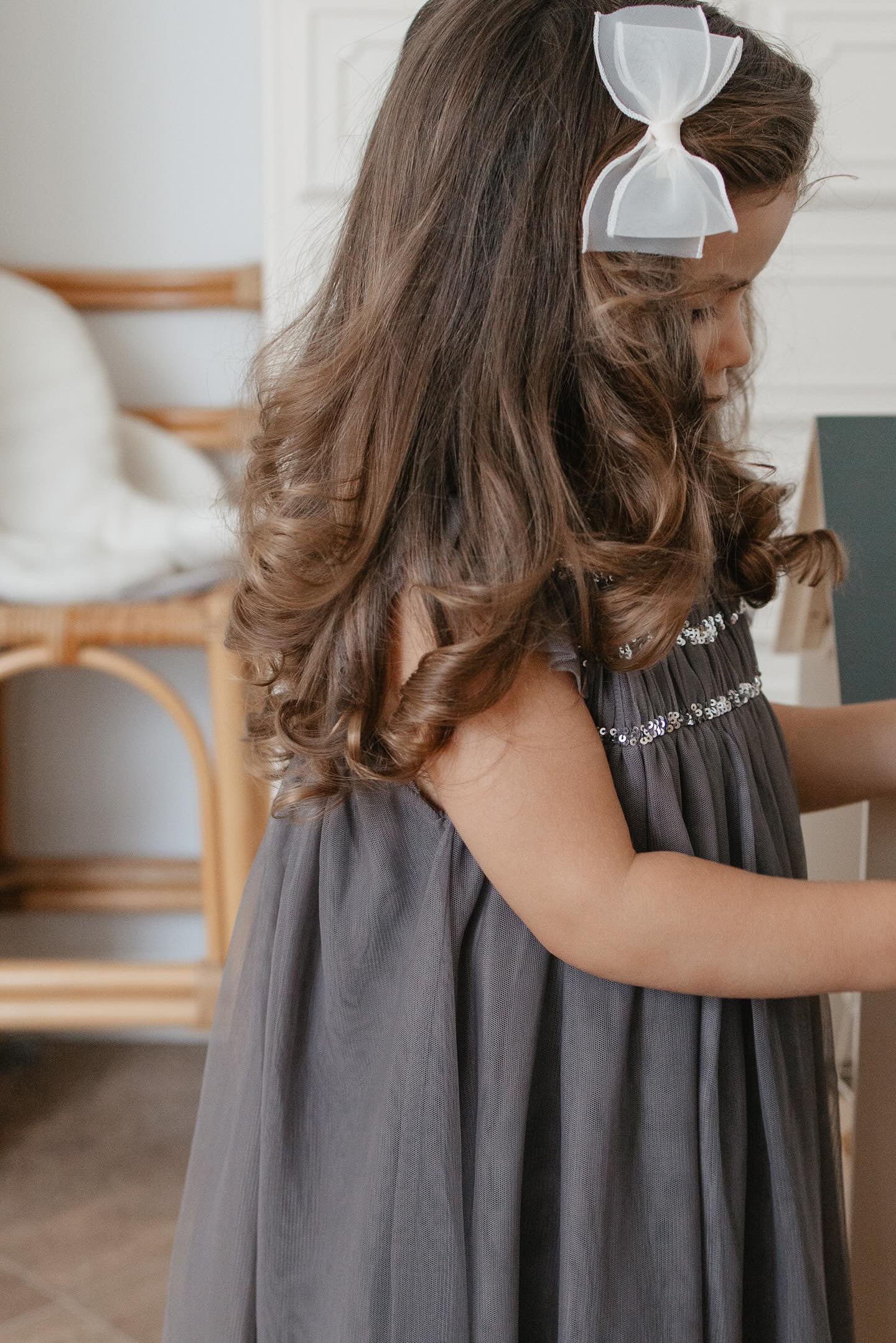Le Petit Lapin | Cotton Tulle Dress | Sleet Gray - Image 9