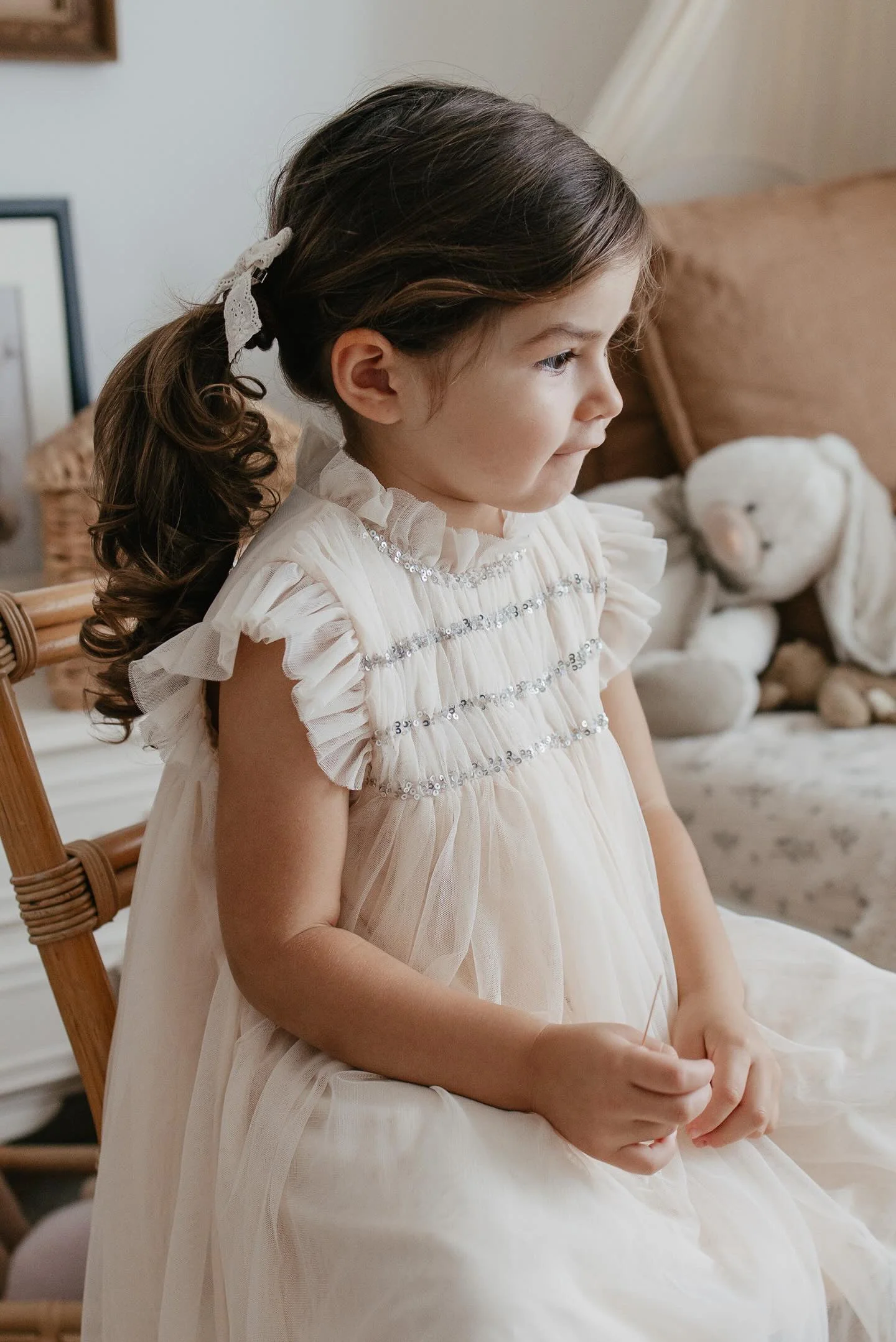 Le Petit Lapin Scarlett | Cotton Tulle Dress | Vintage Cream - Image 3