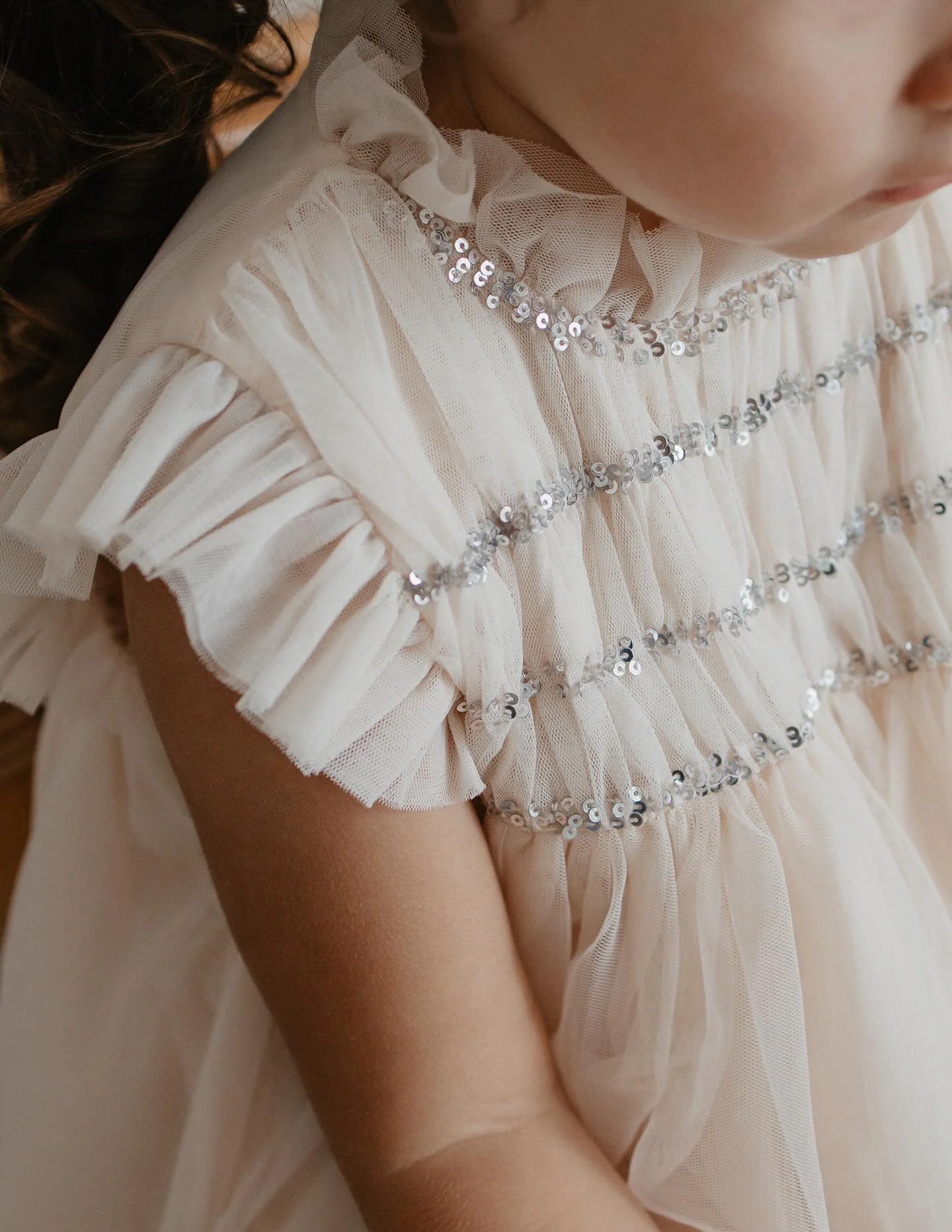 Le Petit Lapin Scarlett | Cotton Tulle Dress | Vintage Cream - Image 4