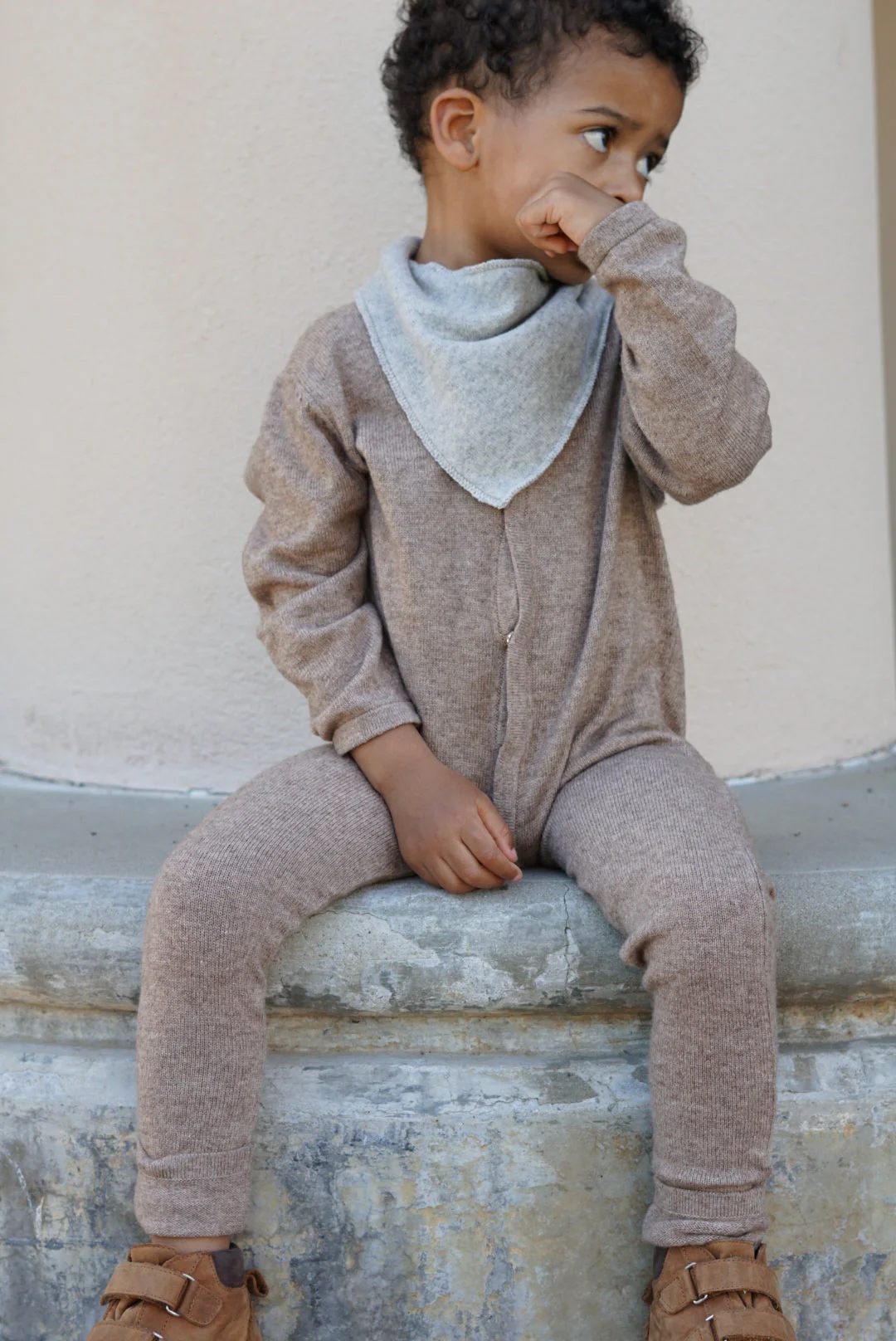 Le Petit Lapin Thermal Merino Romper | Brown Melange - Image 5