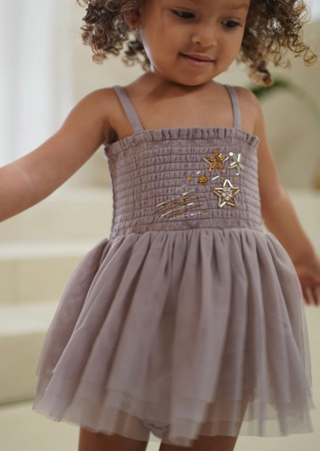 Le Petit Lapin Valentina | Organic Muslin Petit Etoile Tutu Romper | Lilac - Image 4