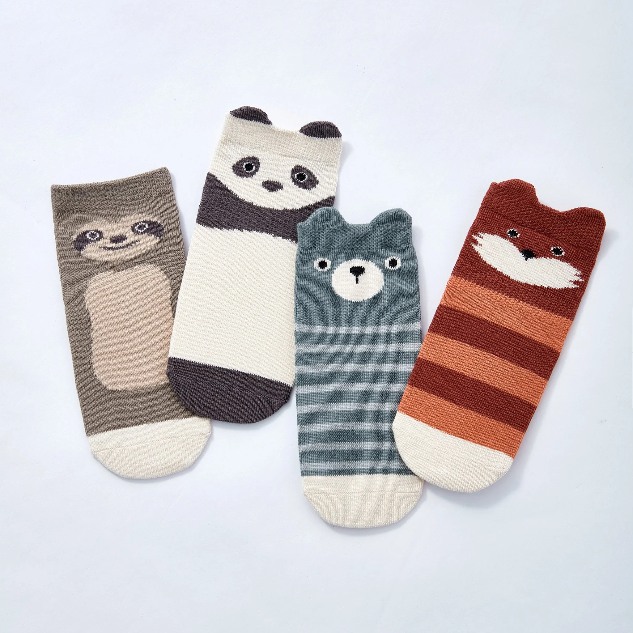 LittleYogaSocks Critter Crew II- Organic- 4 Pairs of Stay-On Baby & Toddler Non-Slip Socks - Image 2