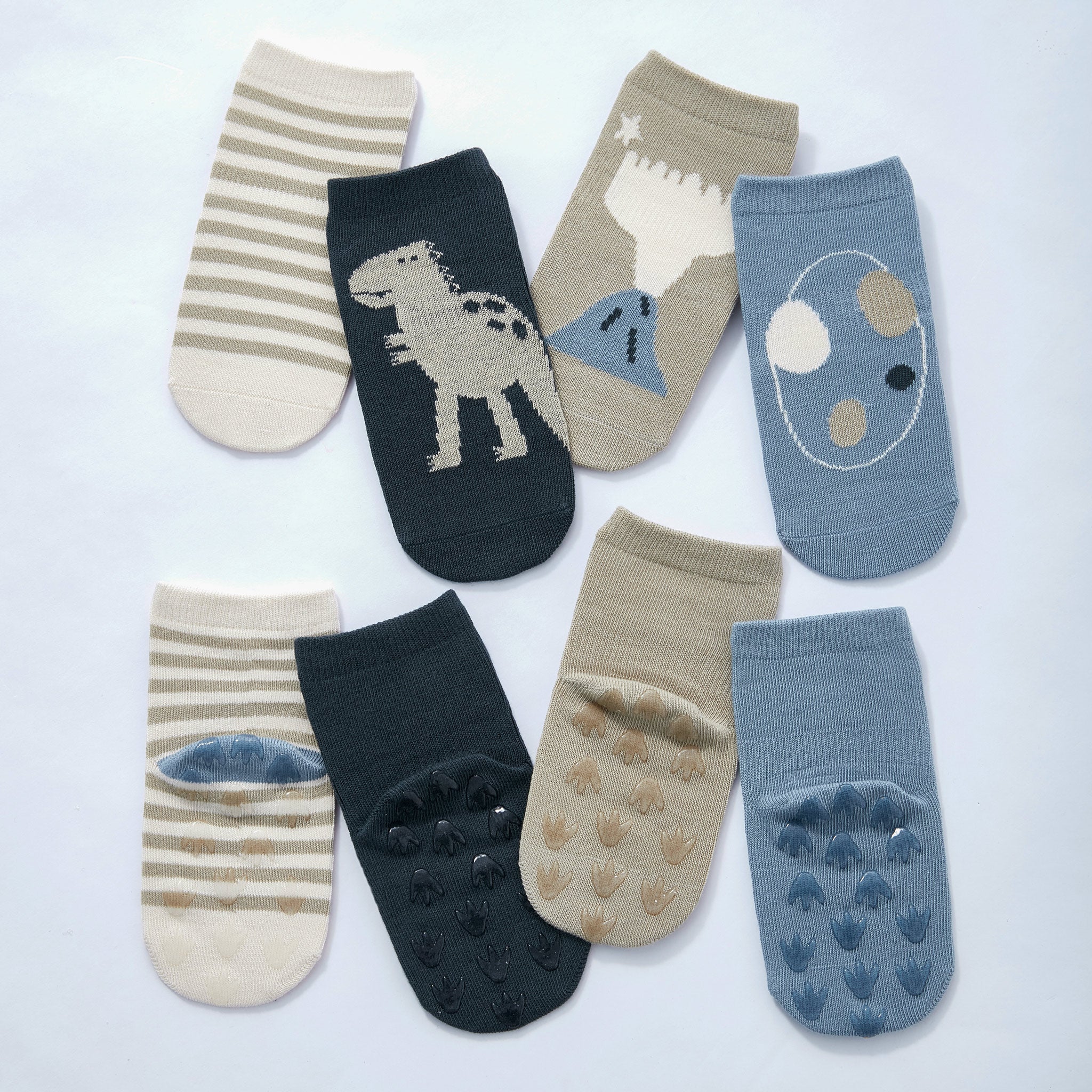LittleYogaSocks Dinosaur- Organic- 4 Pairs of Stay-On Baby & Toddler Non-Slip Socks - Image 2