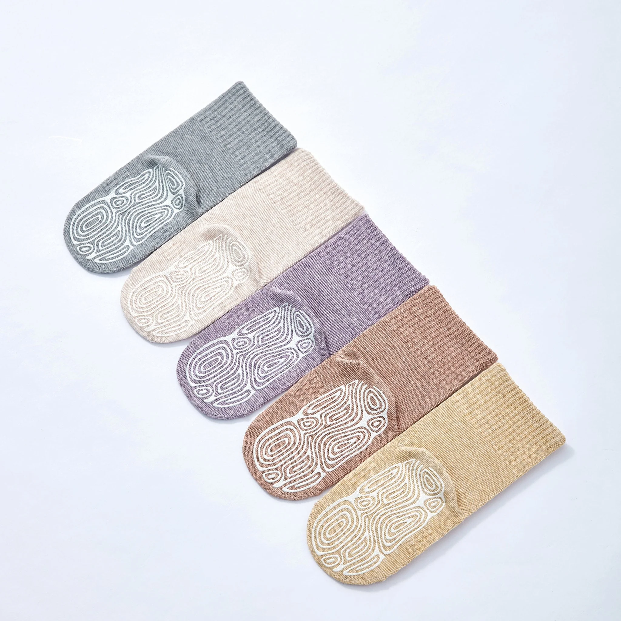 LittleYogaSocks Organic Cotton Socks- Lavender & Grey- 4 Pairs of Stay-On Baby & Toddler Non-Slip Socks - Image 3