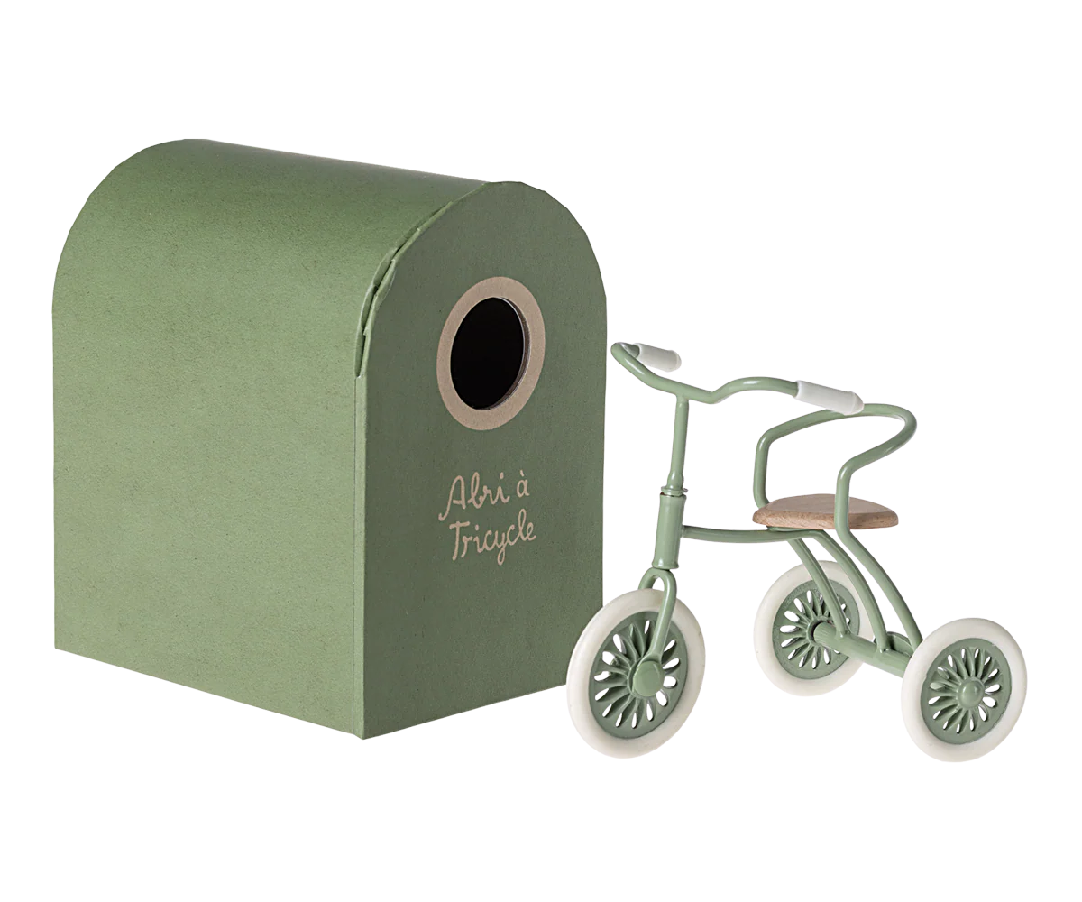 Maileg Abri a tricycle, Mouse - Green - Image 4
