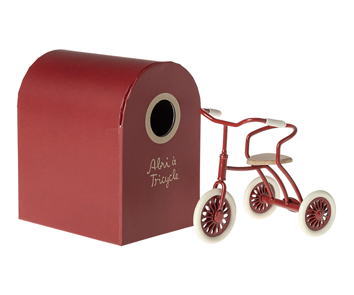 Maileg Abri a tricycle, Mouse - Red - Image 3