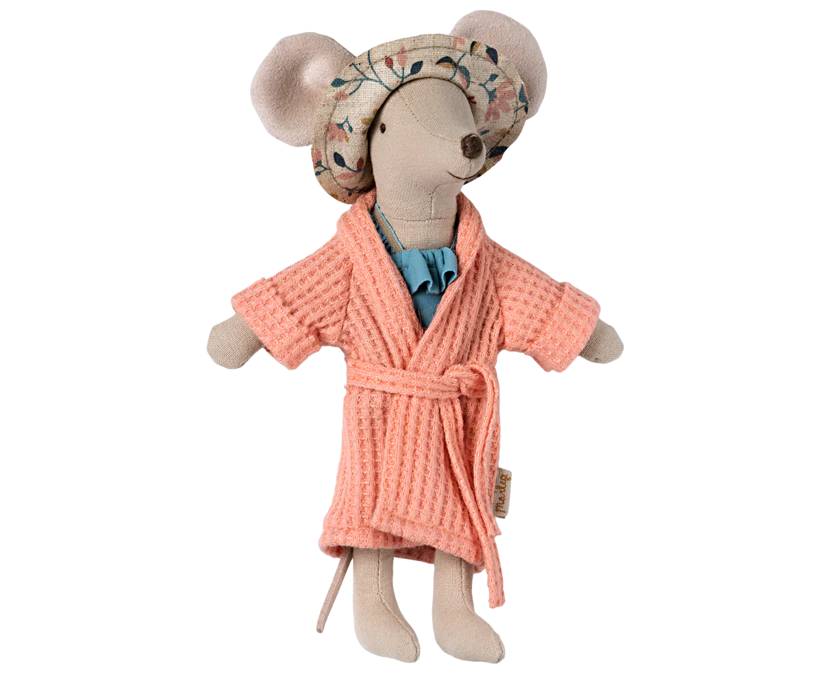 Maileg Bathrobe - Coral, Dad/Mum Mouse - Image 2
