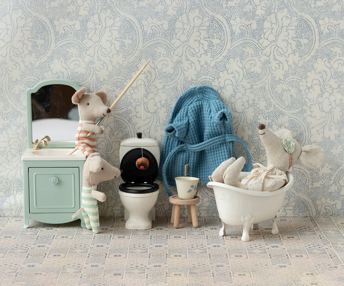 Maileg Bathrobe - Dusty Blue, Dad/Mum Mouse - Image 2