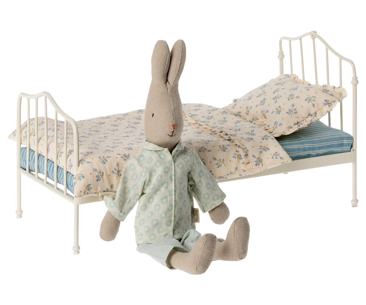 Maileg Bed, Miniature - Blue - Image 2