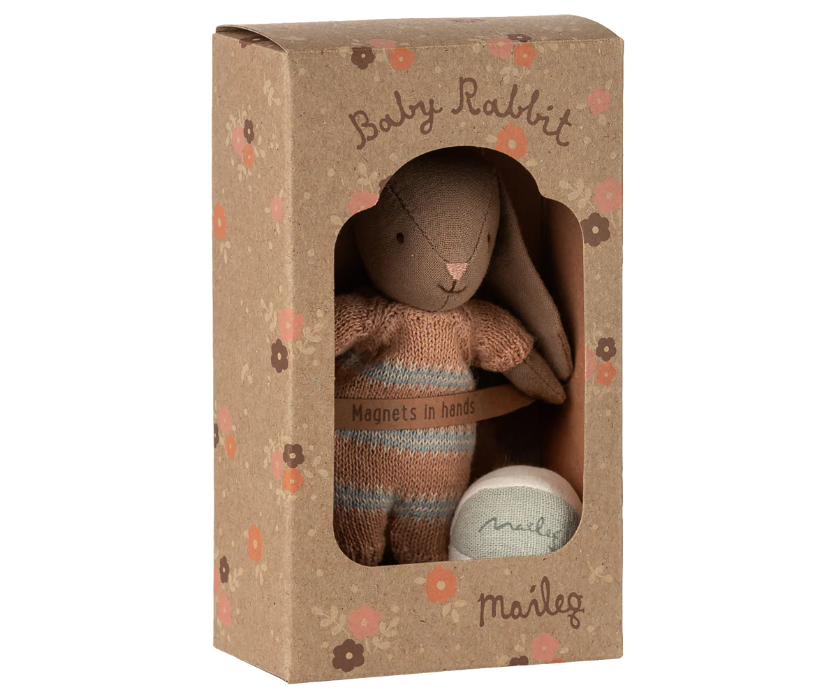 Maileg Bunny set, Micro - Brown - Dusty rose - Image 4