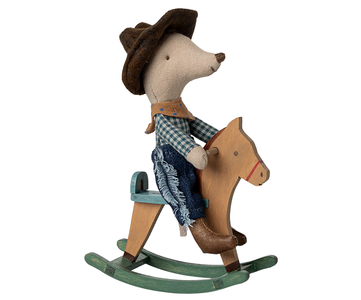 Maileg Cowboy mouse on rocking horse, Little brother - Image 4