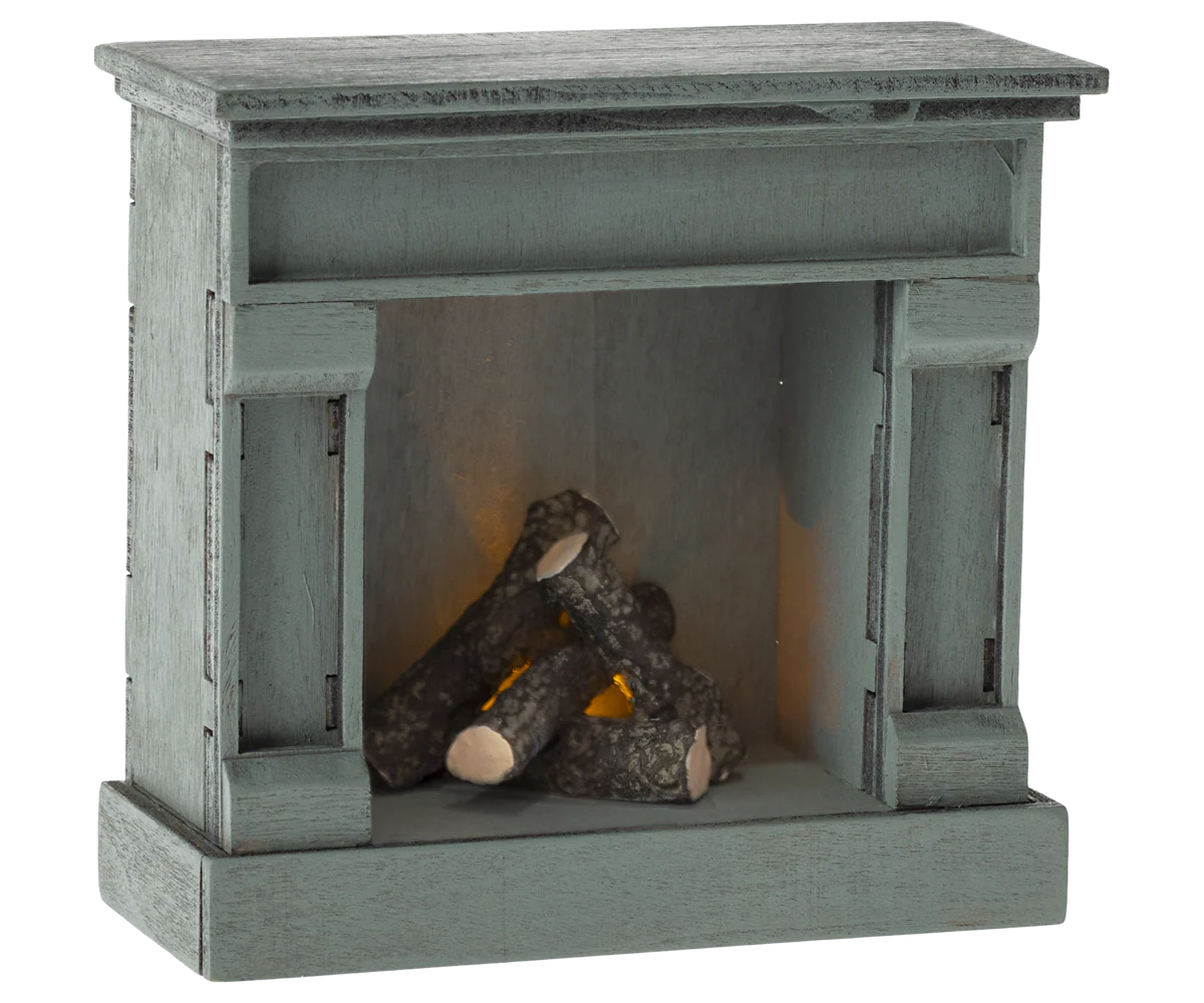 Maileg Fireplace, Mouse - Blue - Image 5