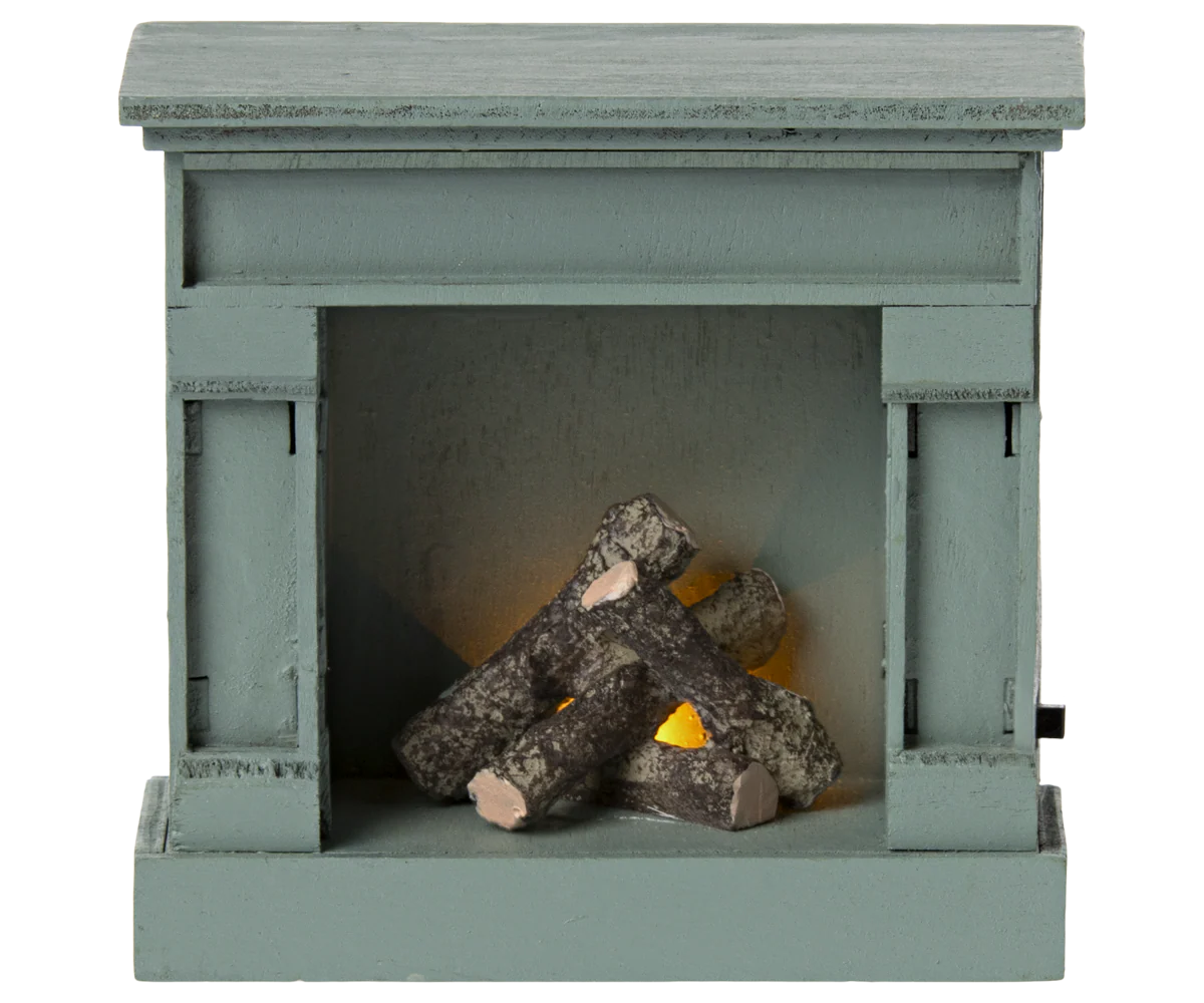 Maileg Fireplace, Mouse - Blue - Image 6