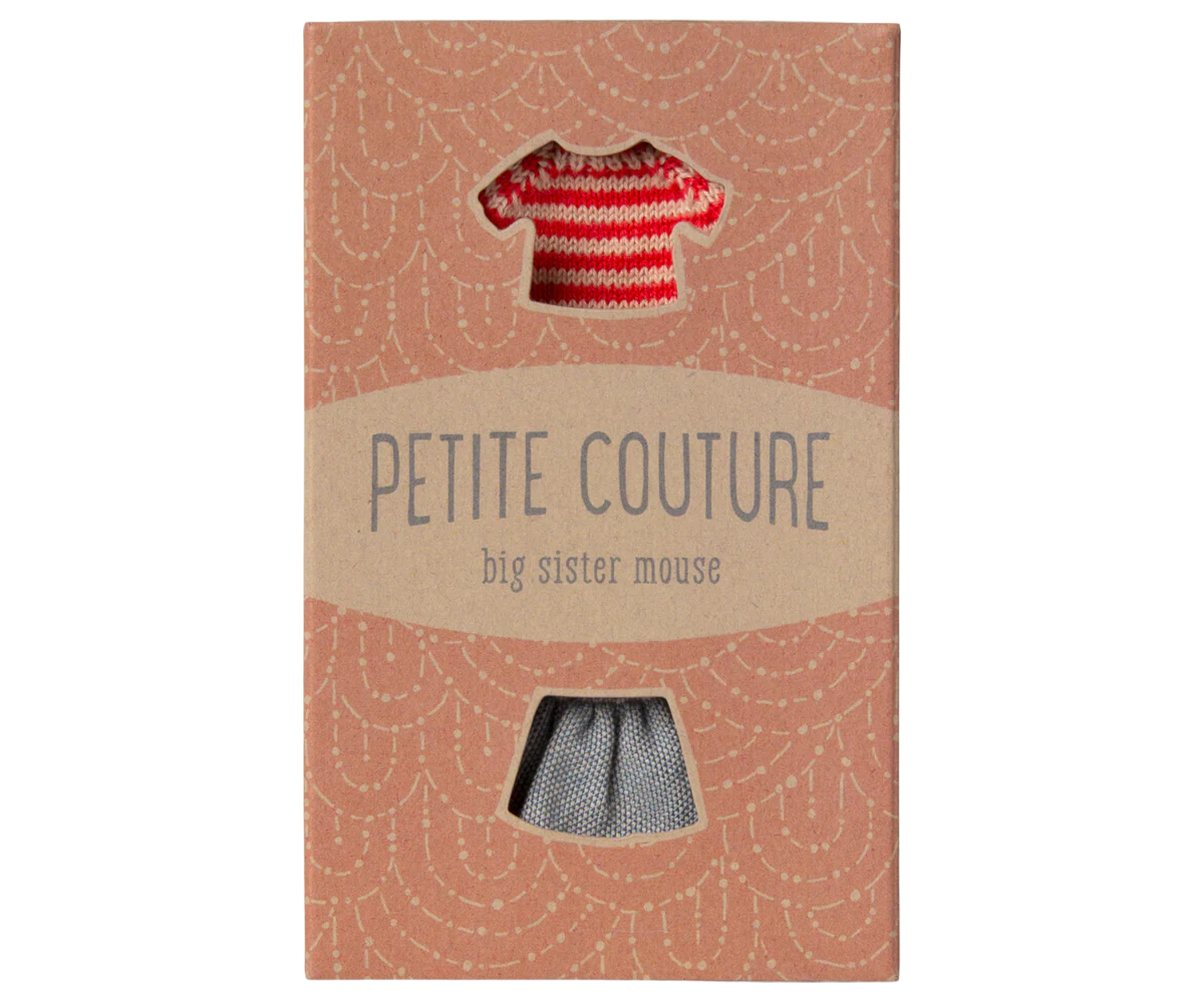 Maileg Knitted sweater and skirt, Big sister mouse - Image 3