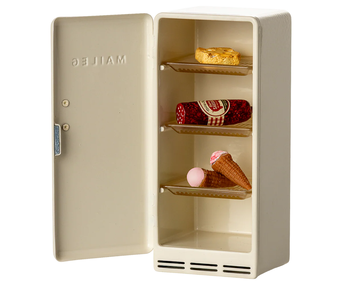 Maileg Metal Fridge, Mouse - Off white - Image 3