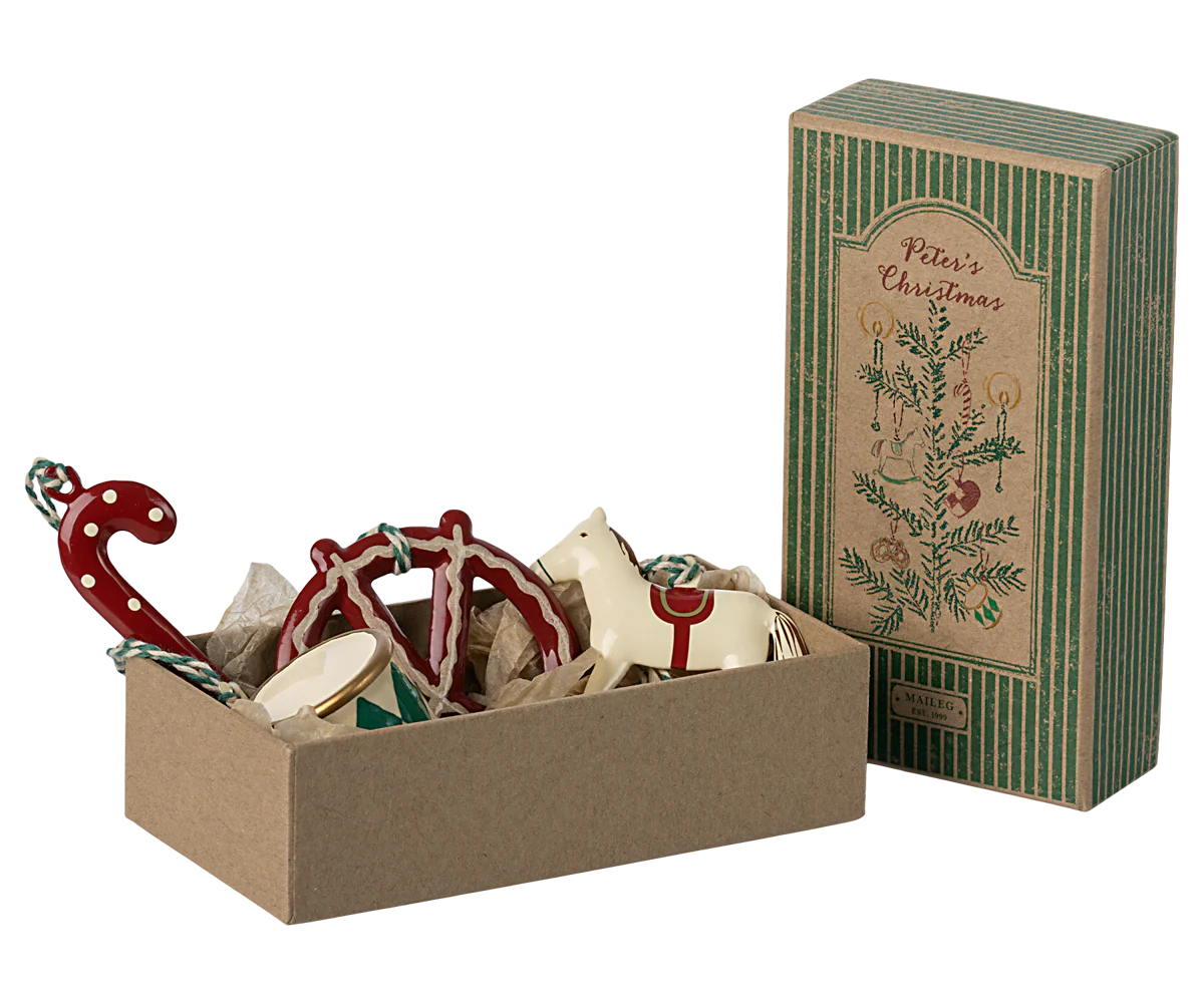 Maileg Metal Ornament Set - Peter's Christmas, Green - Image 2