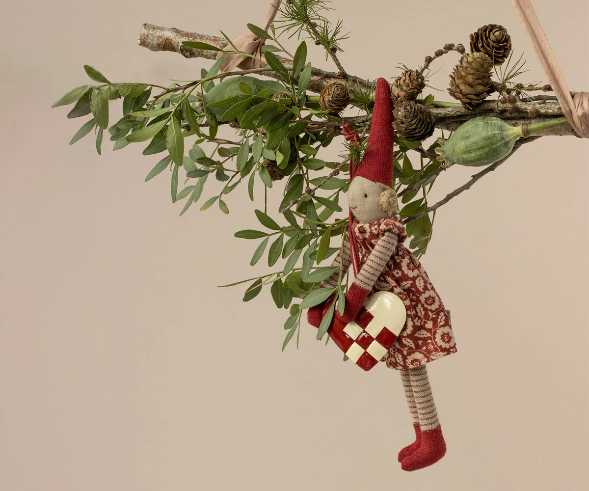 Maileg Metal ornament, Small heart - Red - Image 2