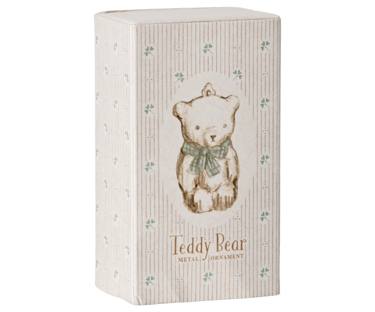 Maileg Metal ornament, Teddy bear - Off white/Blue - Image 3