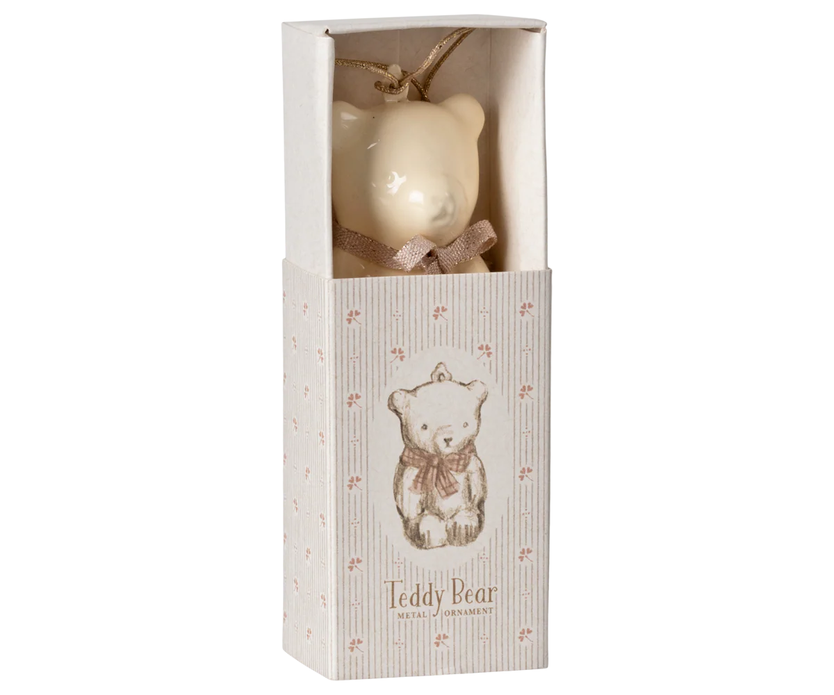 Maileg Metal ornament, Teddy bear - Off white/Rose - Image 2