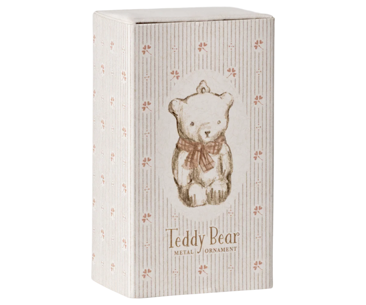 Maileg Metal ornament, Teddy bear - Off white/Rose - Image 3