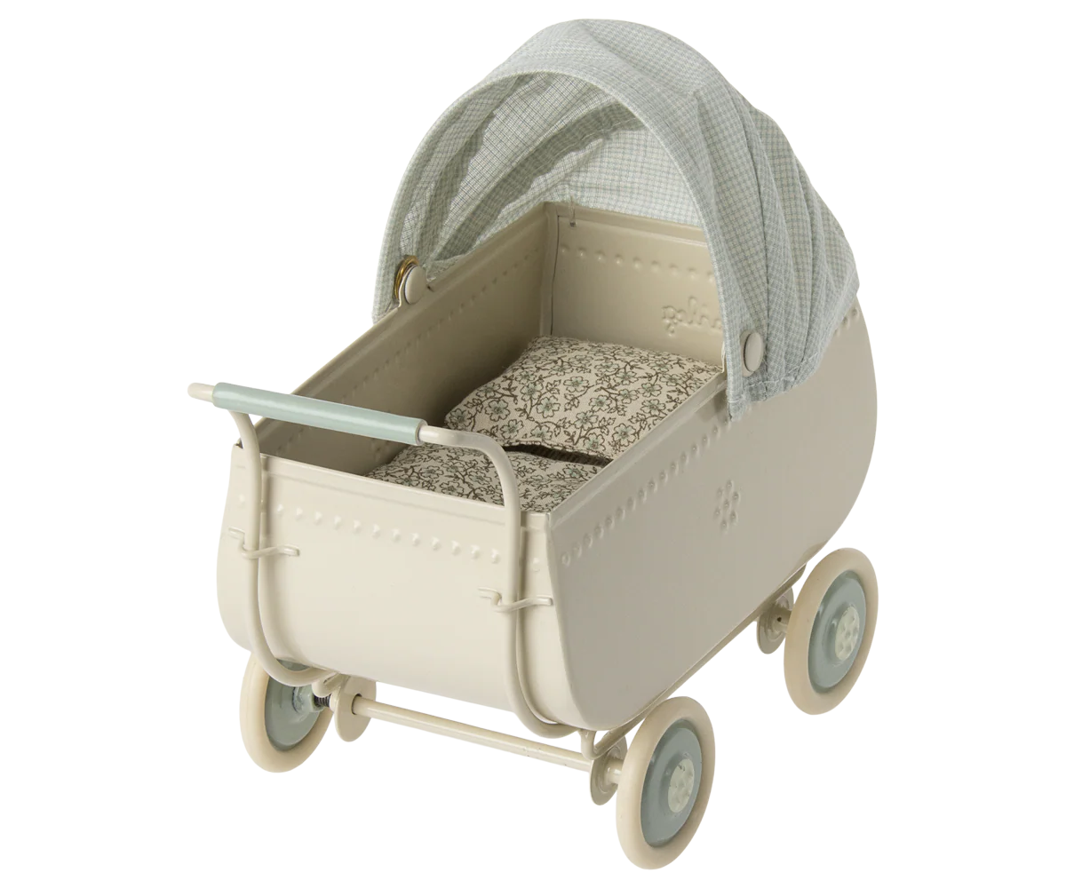 Maileg Micro Pram, Blue - Image 5