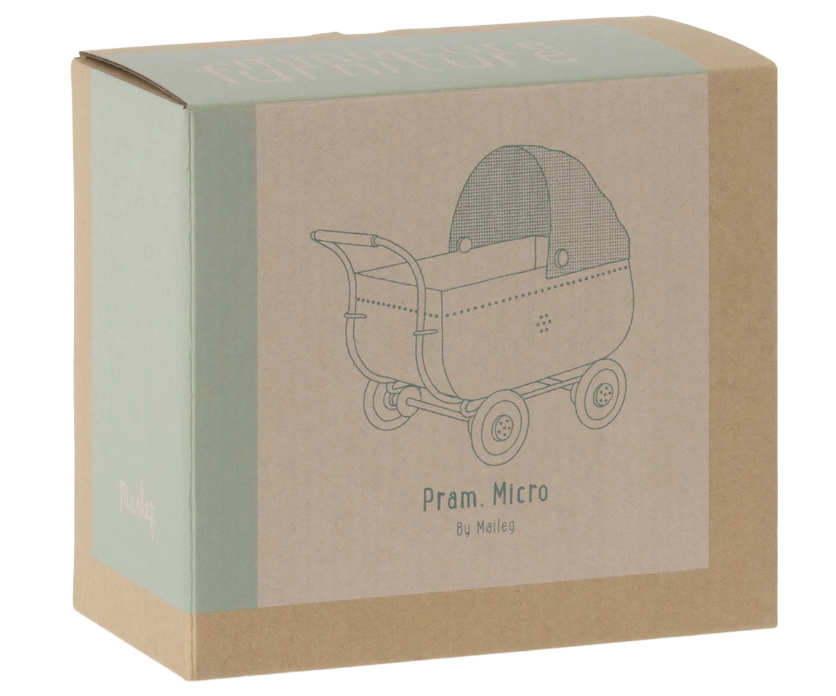 Maileg Micro Pram, Blue - Image 6