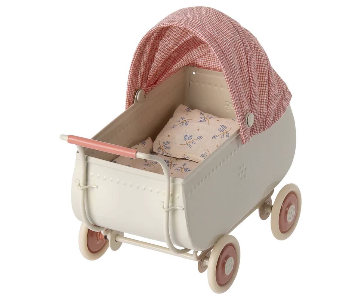 Maileg Micro Pram, Coral - Image 3