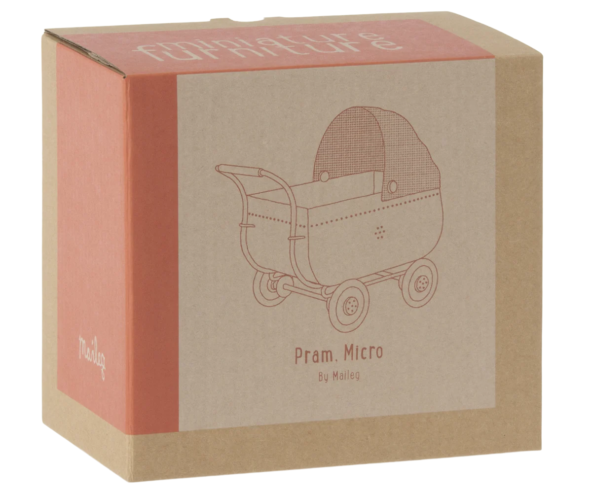 Maileg Micro Pram, Coral - Image 4