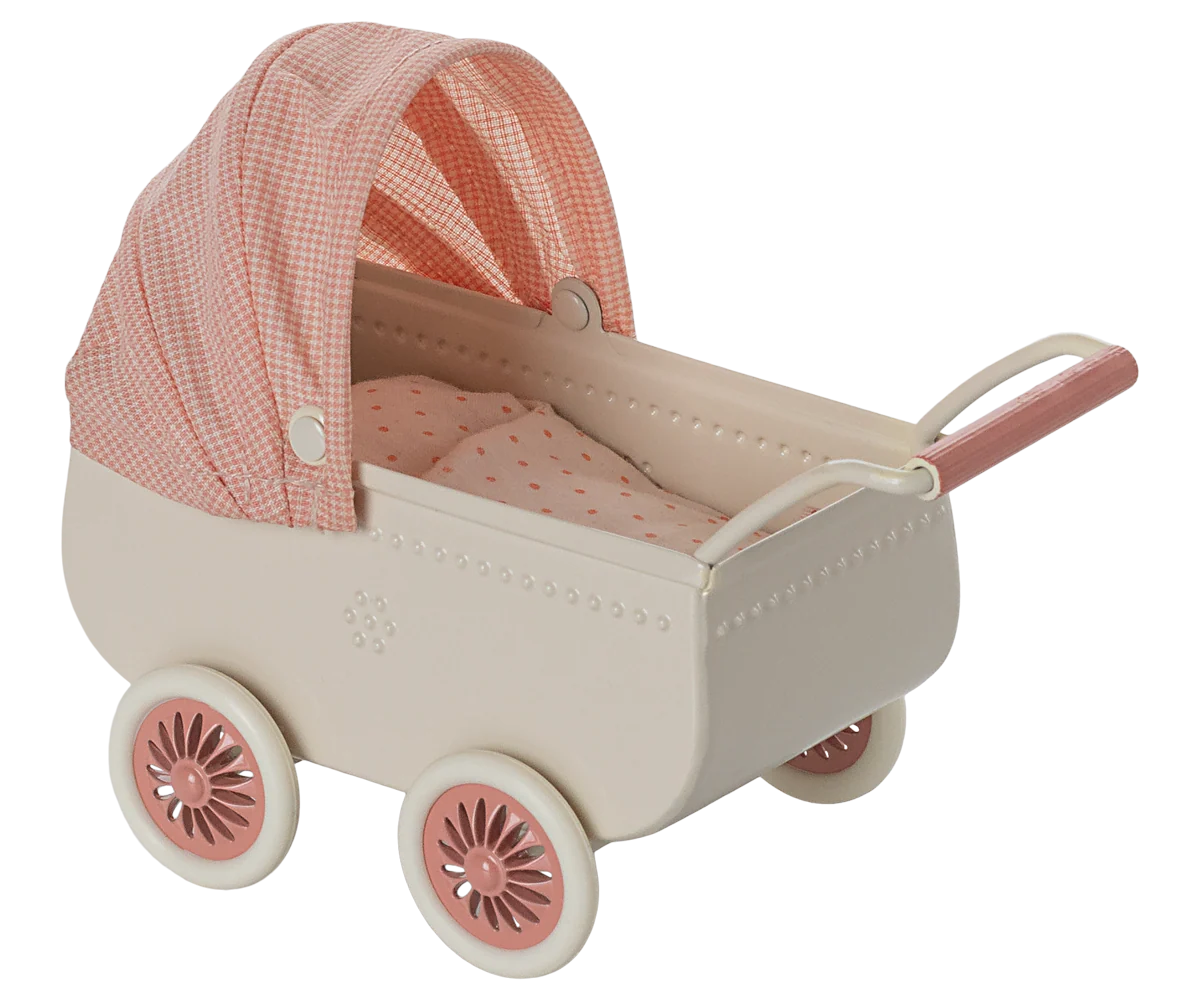Maileg Pram, Mouse - Coral - Image 3