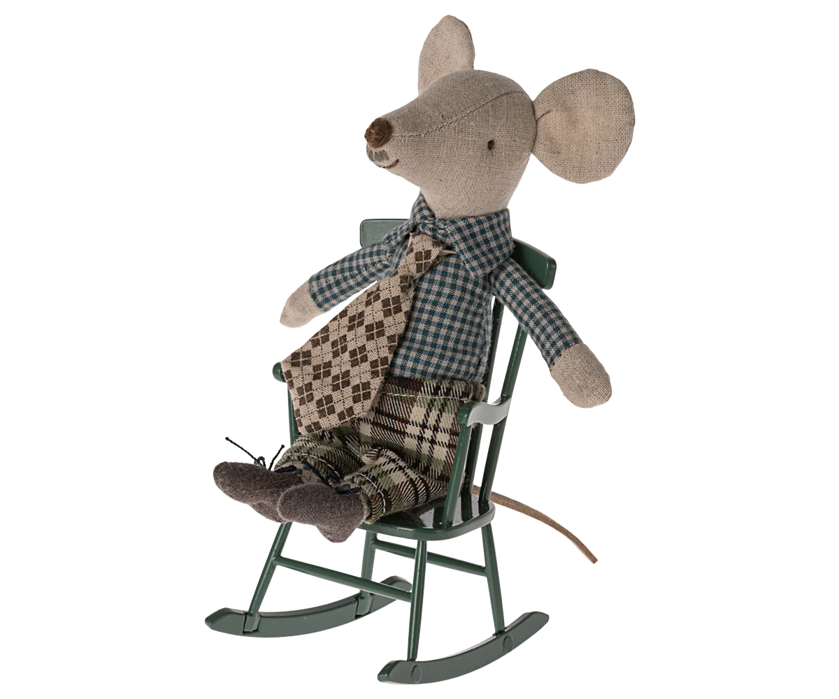 Maileg Rocking Chair, Mouse - Dark Green - Image 2