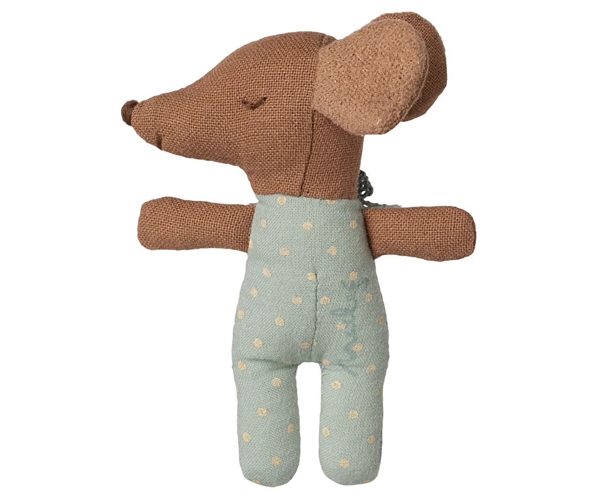 Maileg Sleepy wakey baby mouse in matchbox - Blue - Image 3