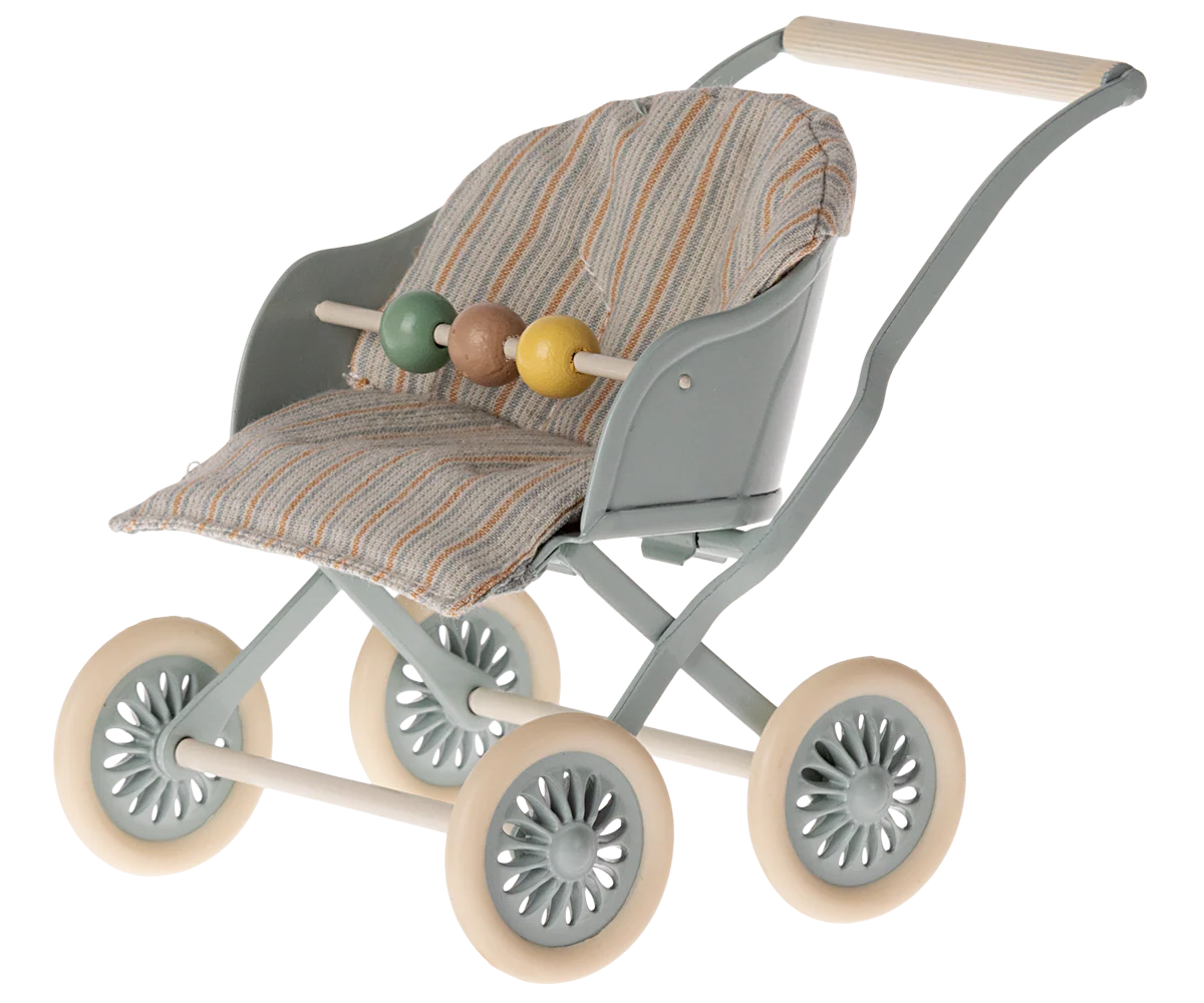 Maileg Stroller, Baby Mice - Mint - Image 3
