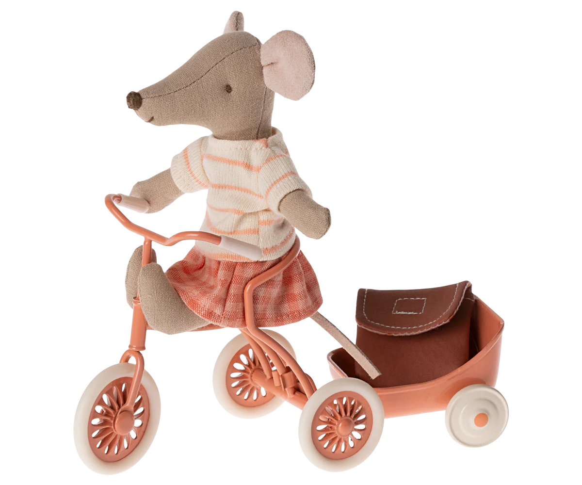 Maileg Tricycle Mouse, Big Sister - Coral - Image 2