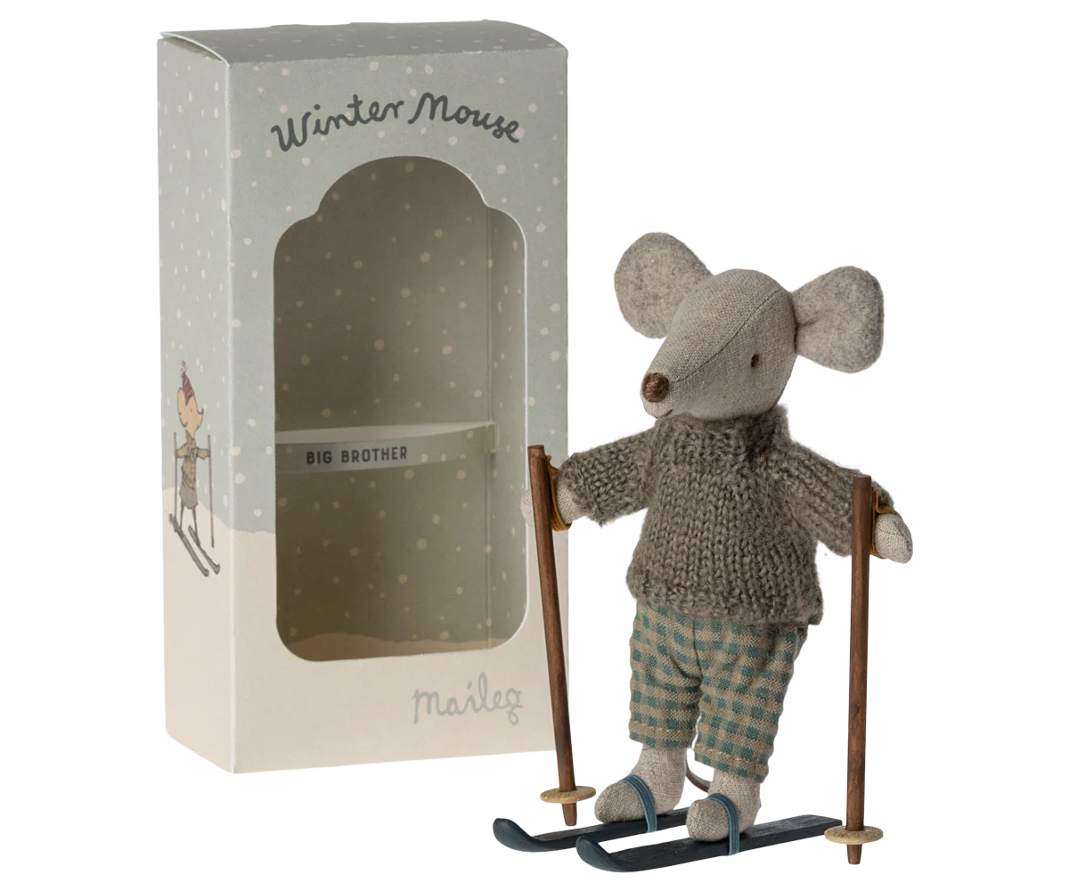 Maileg Winter Mouse with Ski Set, Big Brother - Image 2