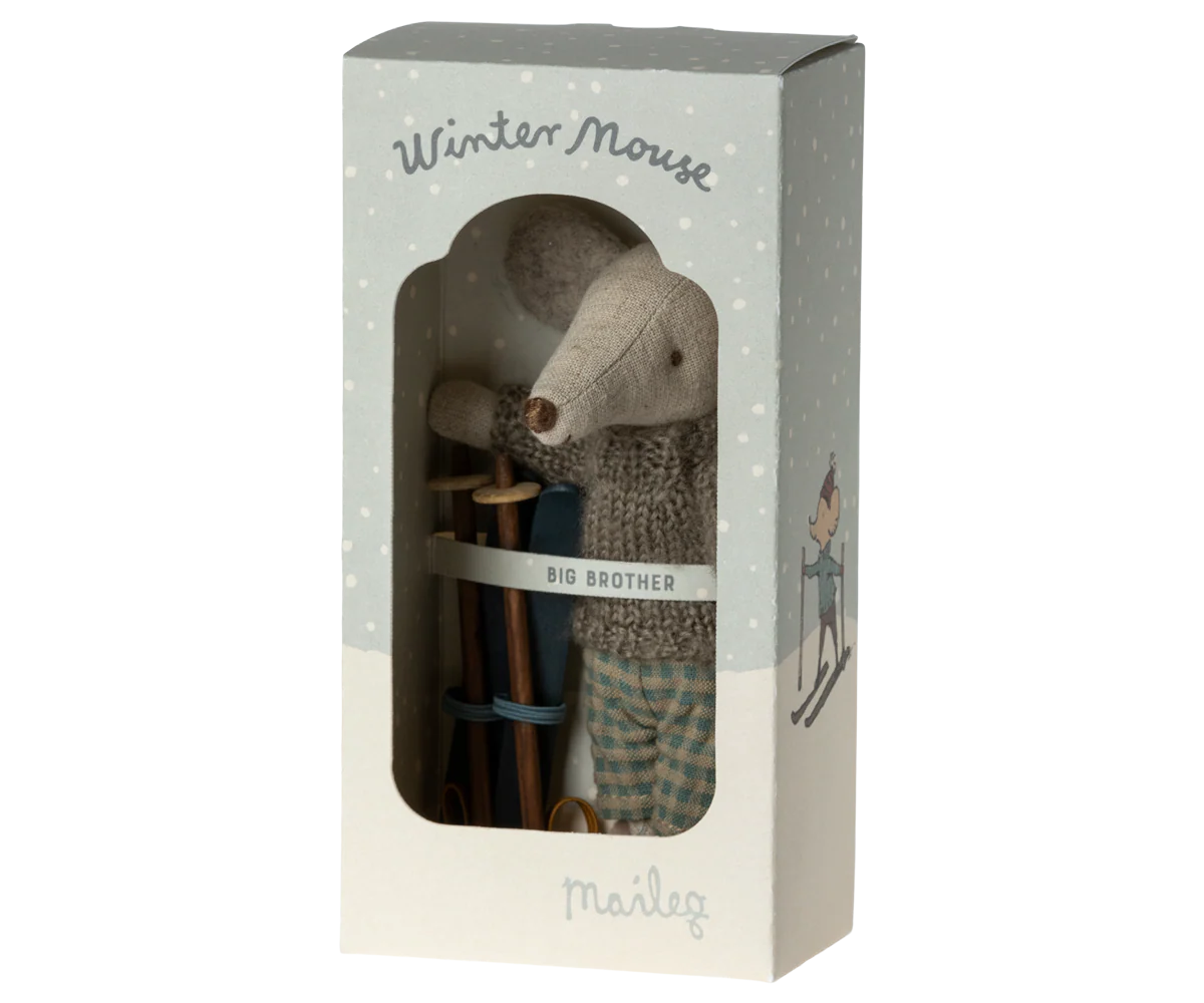 Maileg Winter Mouse with Ski Set, Big Brother - Image 3